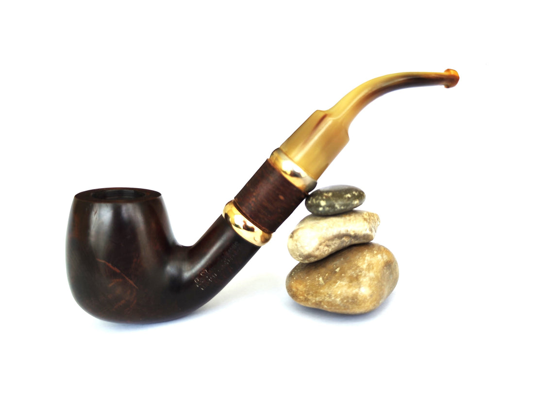 Antique Ropp "La Norvégienne" – Huge Bent Billiard Estate Pipe with Horn Stem & Shank Extension