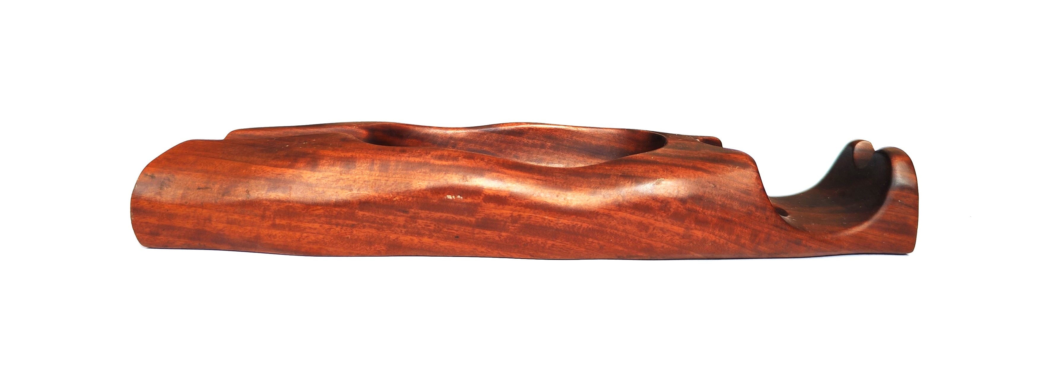 Hand-Carved Solid Wood Single Pipe Rest & Integrated Ashtray