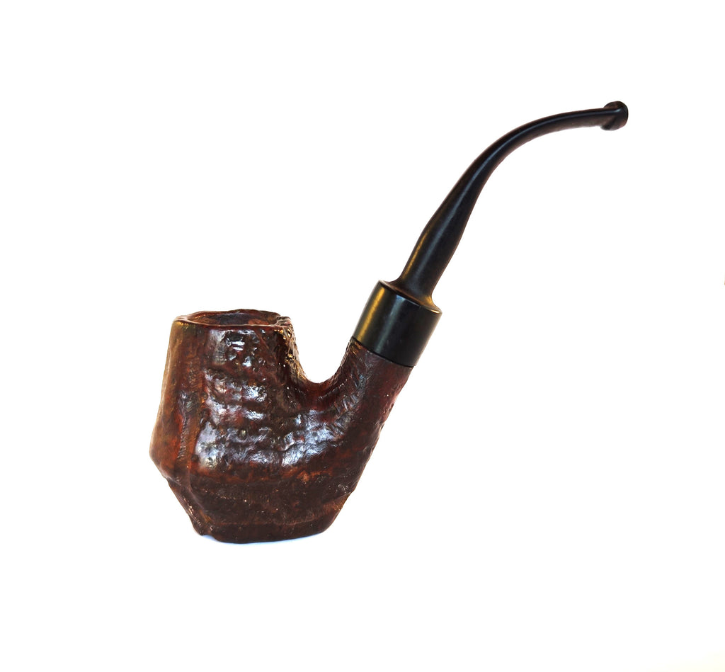 Unsmoked Volcano Oom Paul Sitter | Sandblasted & Rough Carved Briar Estate Pipe