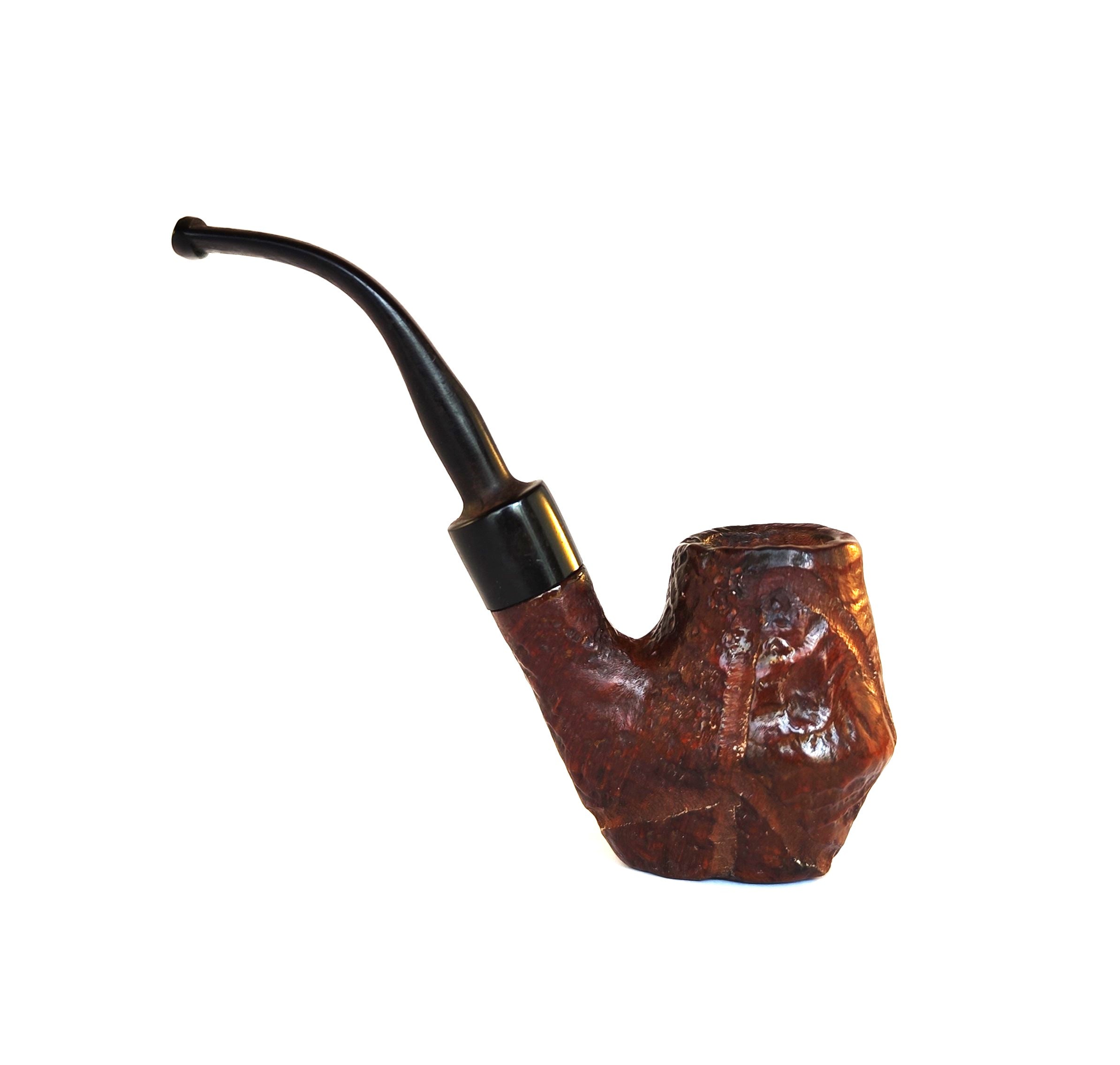 Unsmoked Volcano Oom Paul Sitter | Sandblasted & Rough Carved Briar Estate Pipe