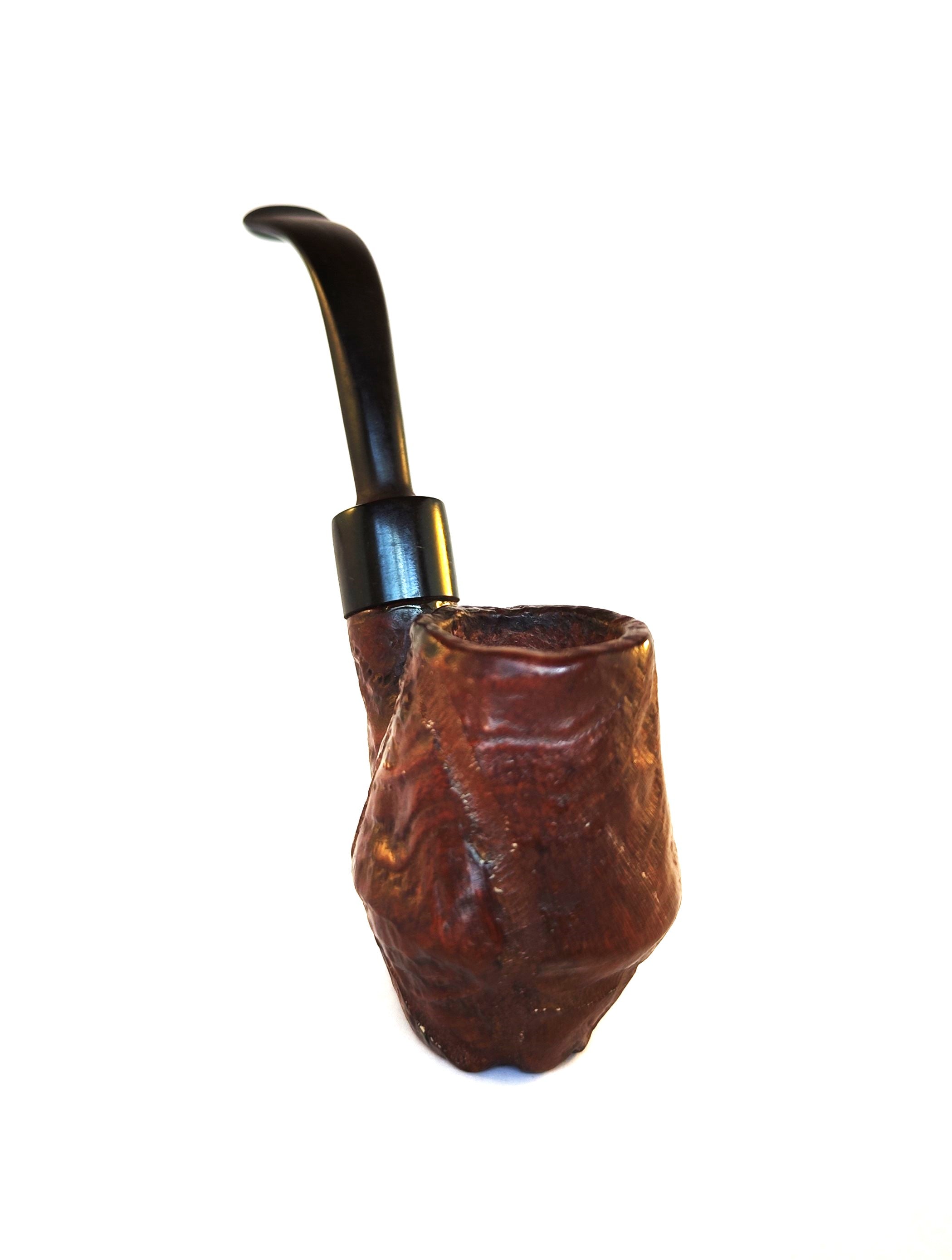 Unsmoked Volcano Oom Paul Sitter | Sandblasted & Rough Carved Briar Estate Pipe