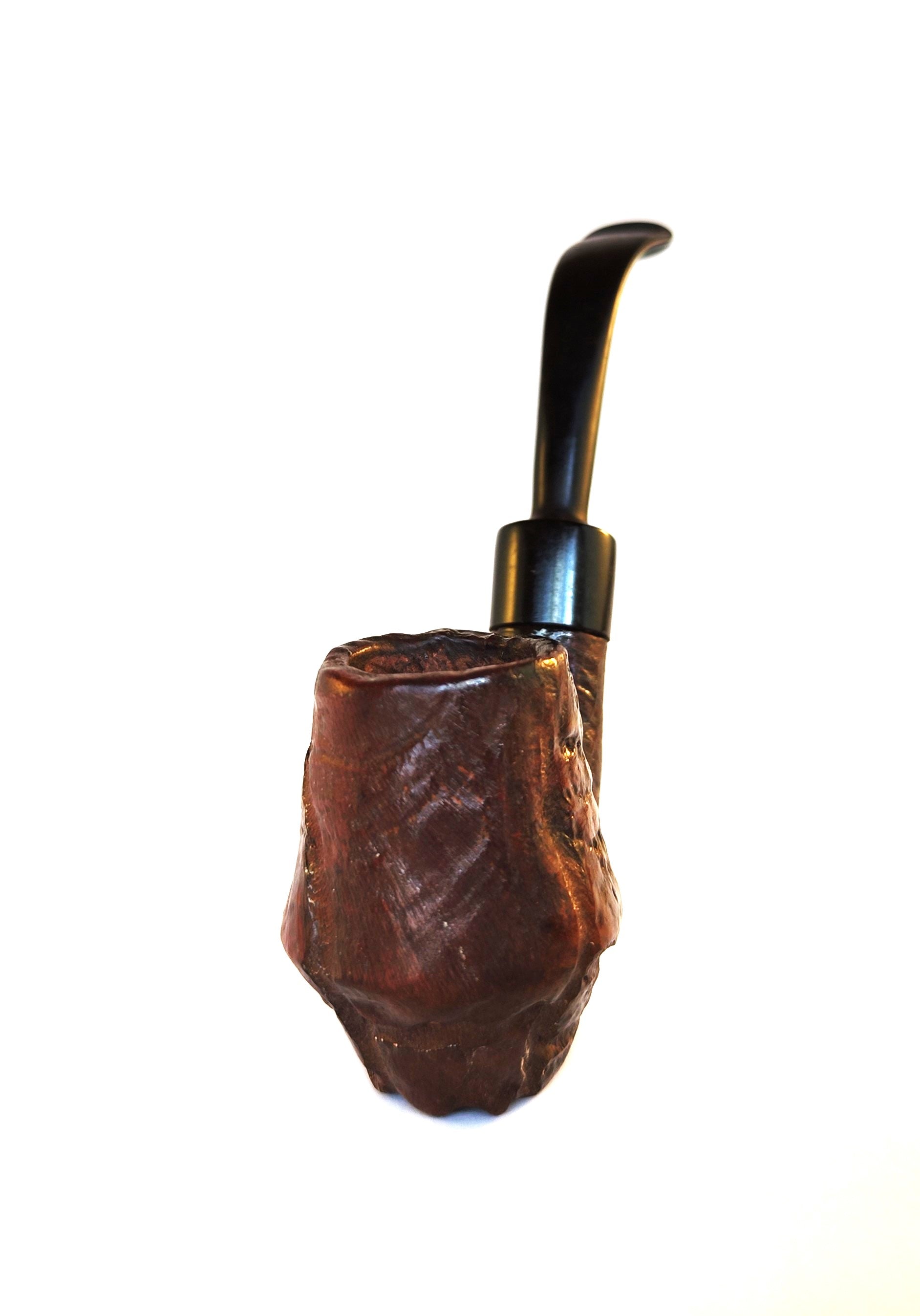 Unsmoked Volcano Oom Paul Sitter | Sandblasted & Rough Carved Briar Estate Pipe
