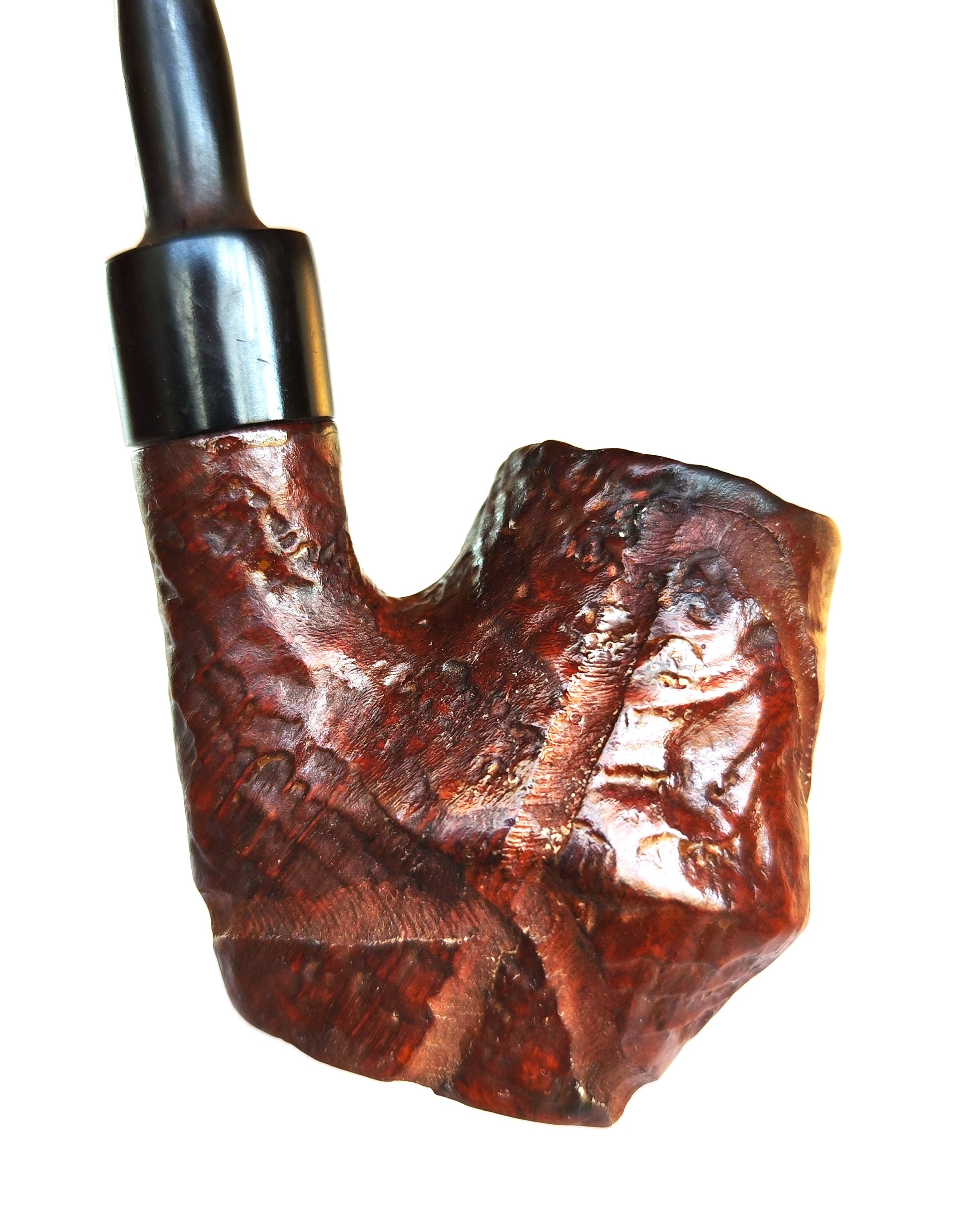 Unsmoked Volcano Oom Paul Sitter | Sandblasted & Rough Carved Briar Estate Pipe