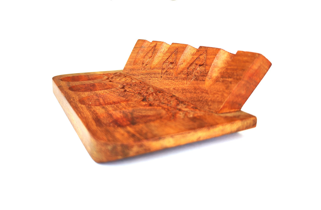 Hand-Carved Wooden 4-Pipe Display Stand
