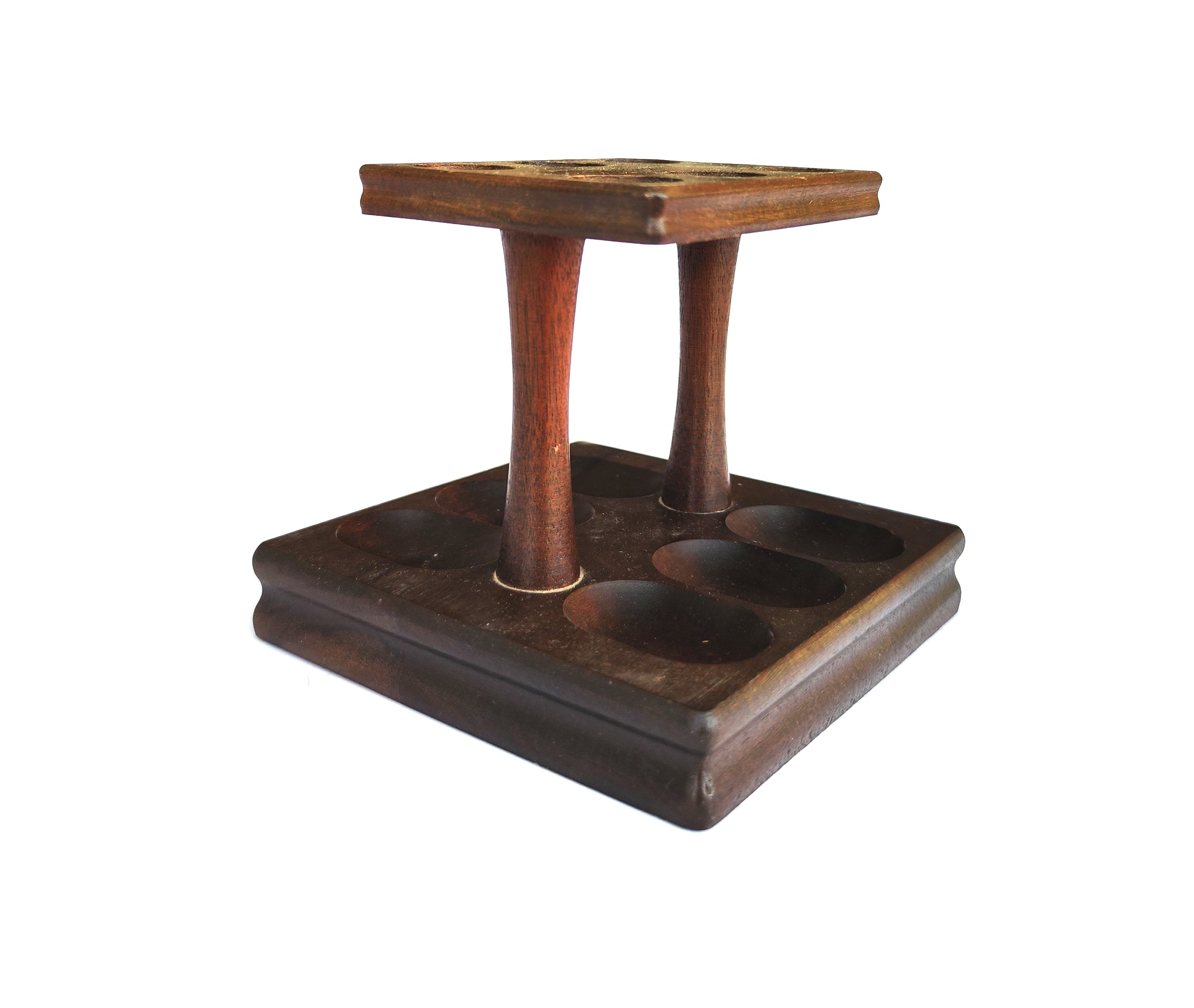 Vintage Decatur Wooden Pipe Rack | 6-Slot Display