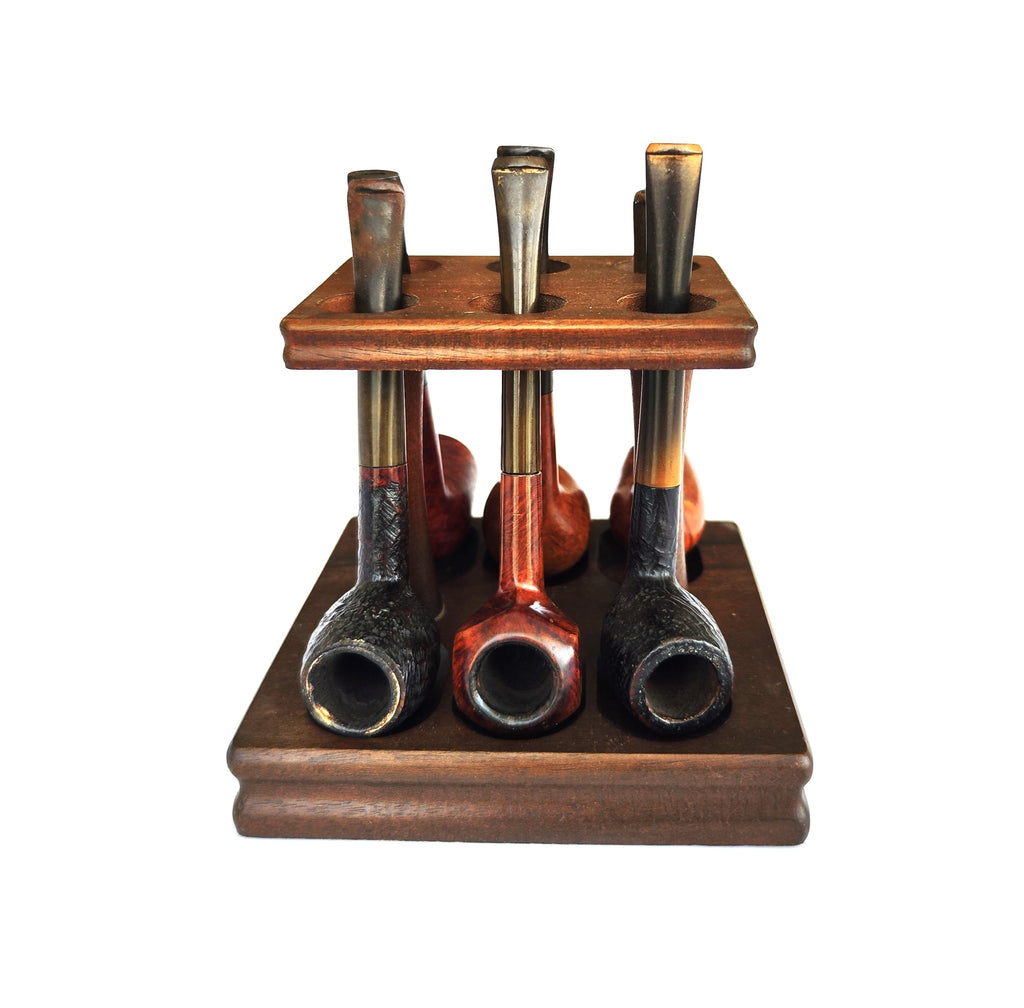 Vintage Decatur Wooden Pipe Rack | 6-Slot Display