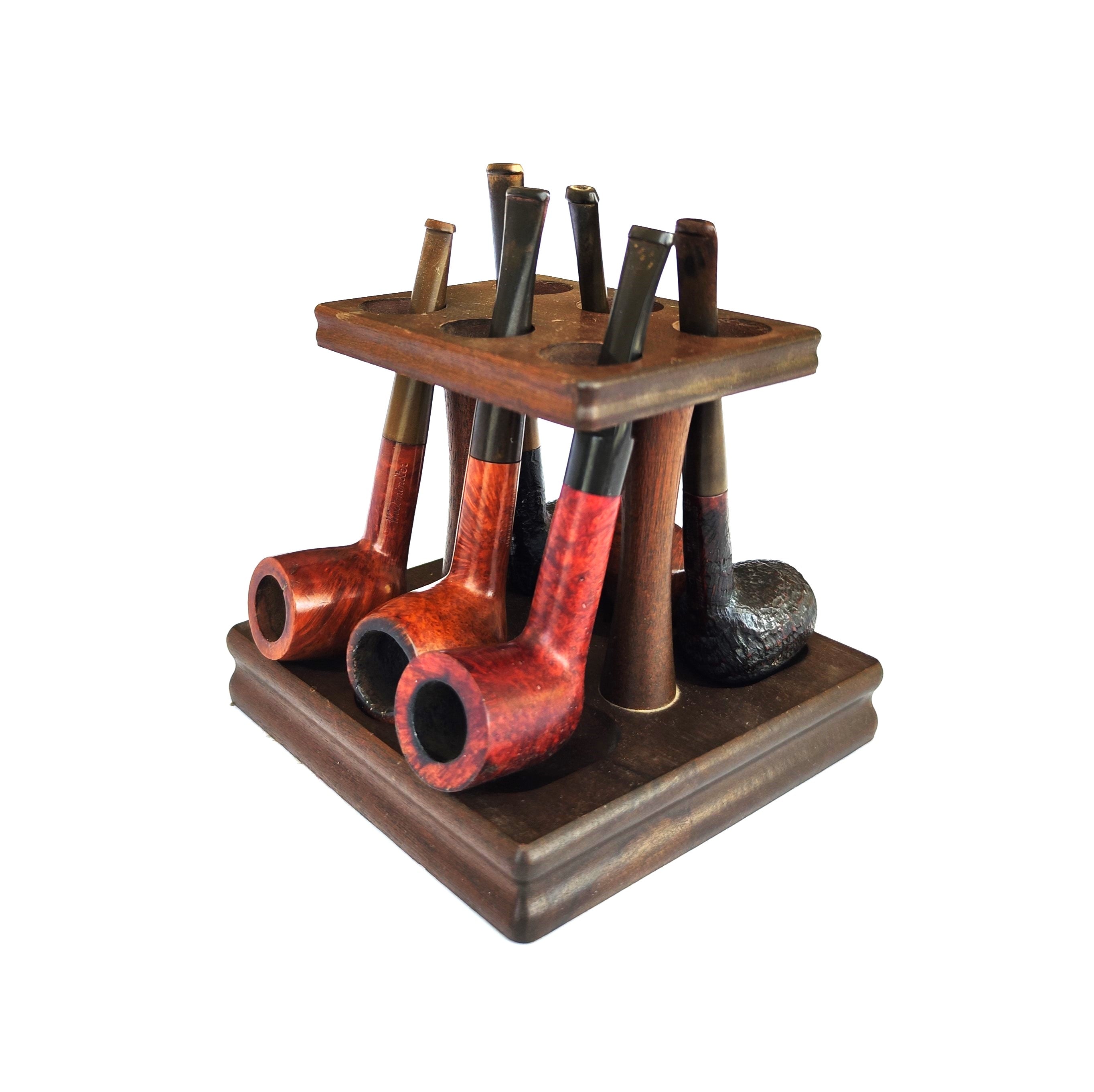 Vintage Decatur Wooden Pipe Rack | 6-Slot Display