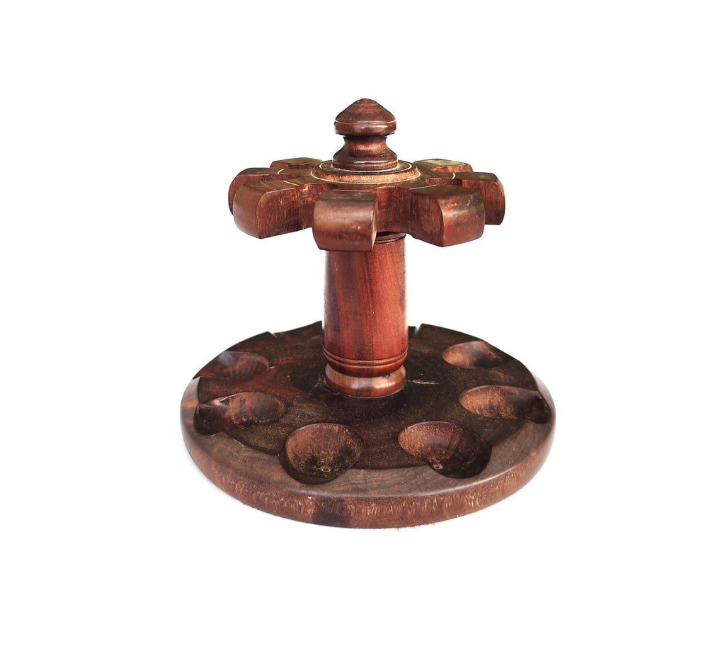 Classic Wooden Round Pipe Rack – Holds 8 Pipes