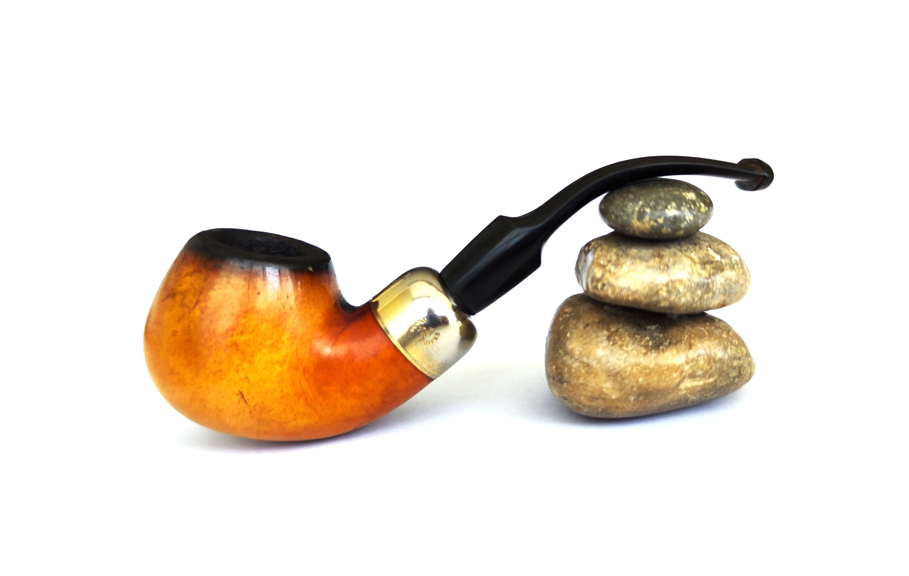 Manx African Block Meerschaum – Army Mount Bent Apple Estate Pipe