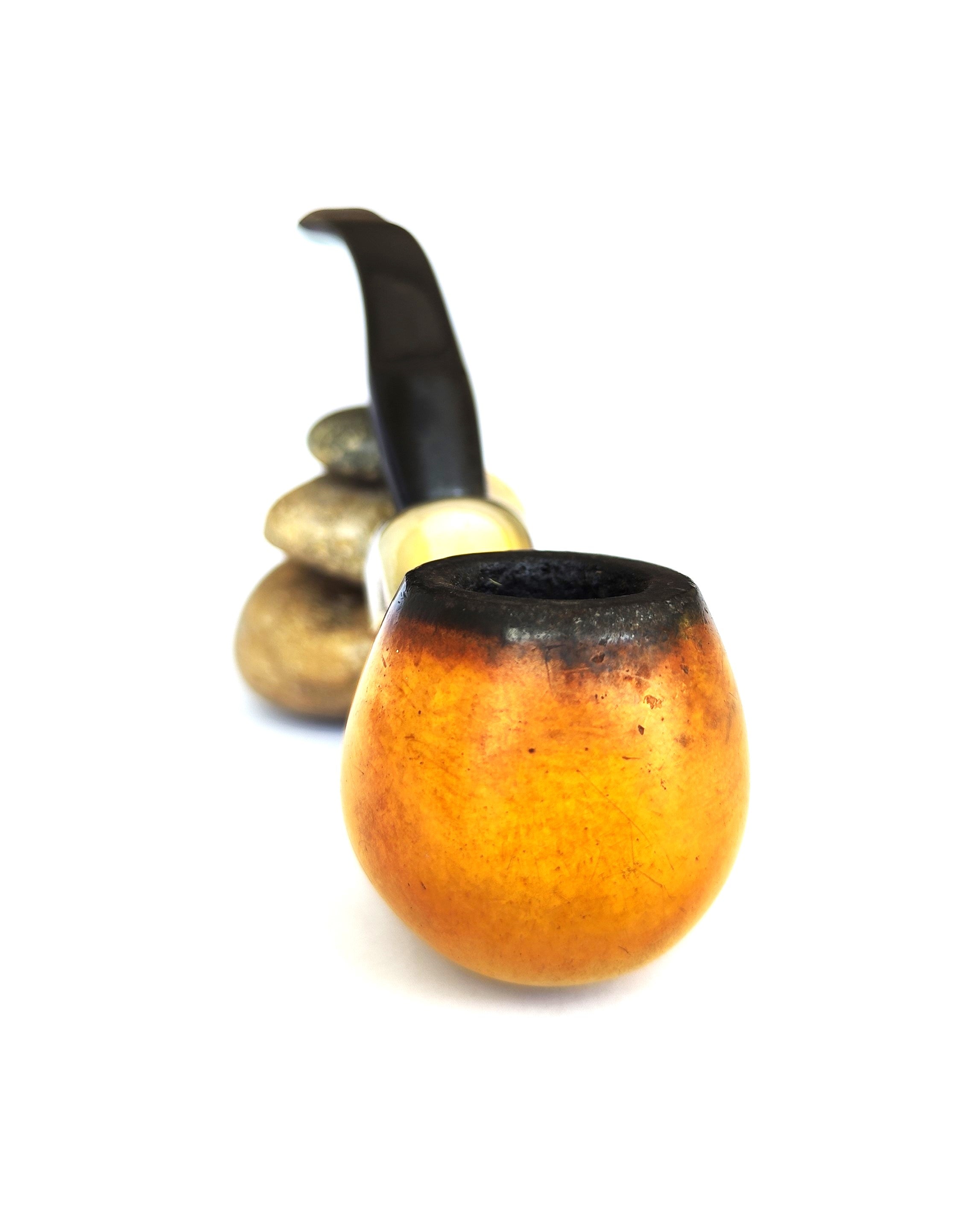 Manx African Block Meerschaum – Army Mount Bent Apple Estate Pipe
