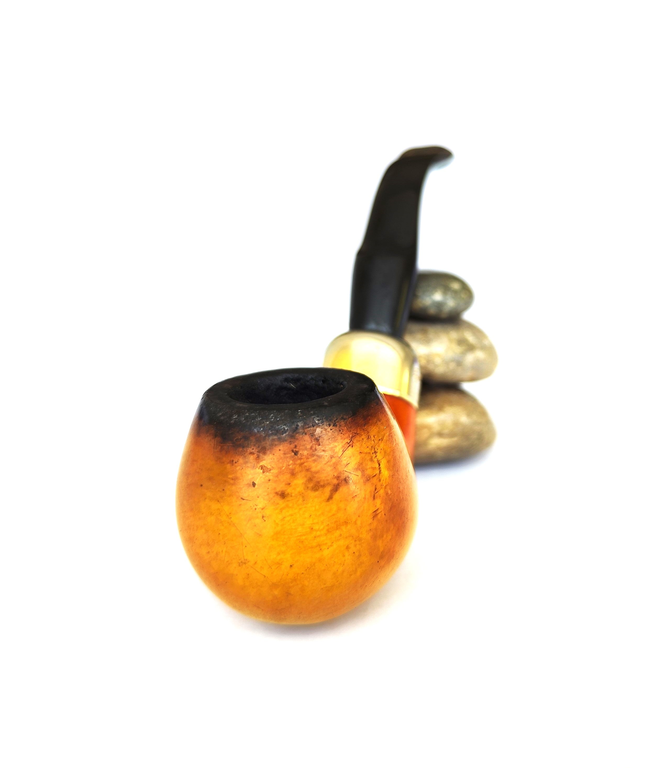 Manx African Block Meerschaum – Army Mount Bent Apple Estate Pipe