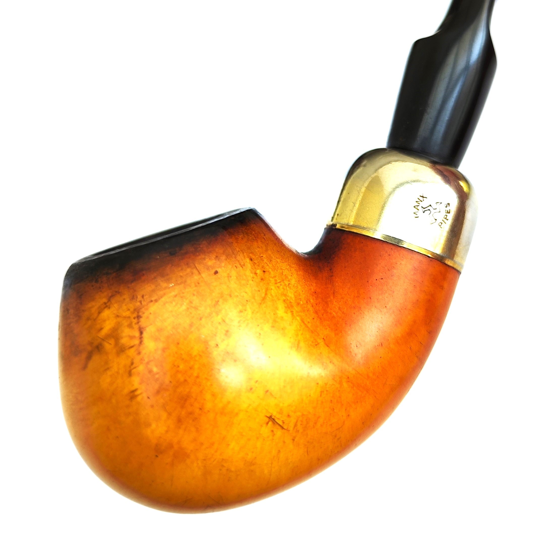 Manx African Block Meerschaum – Army Mount Bent Apple Estate Pipe