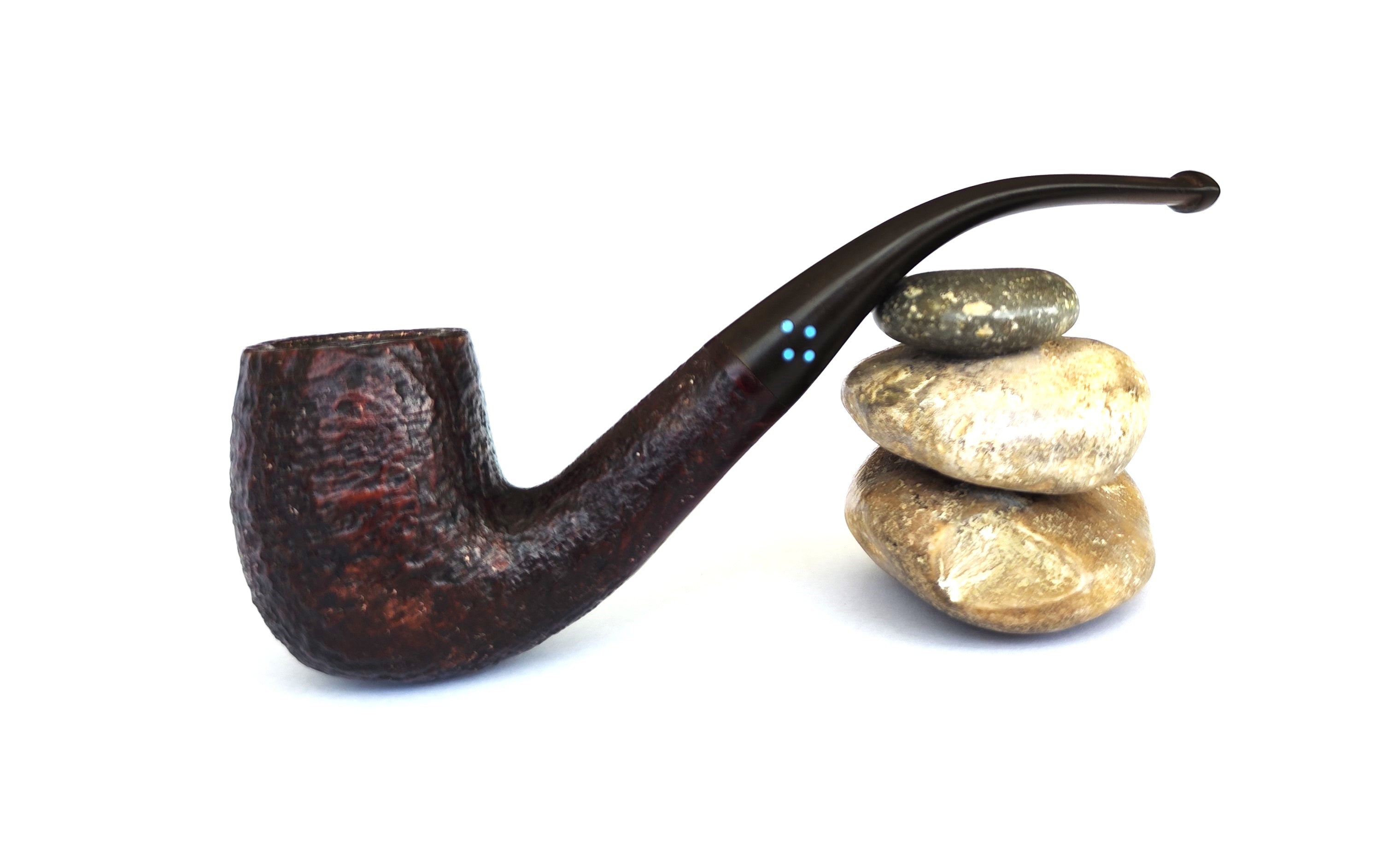 Sasieni Four Dot "Ruff Root" Dark – Vintage Bent Billiard Estate Pipe