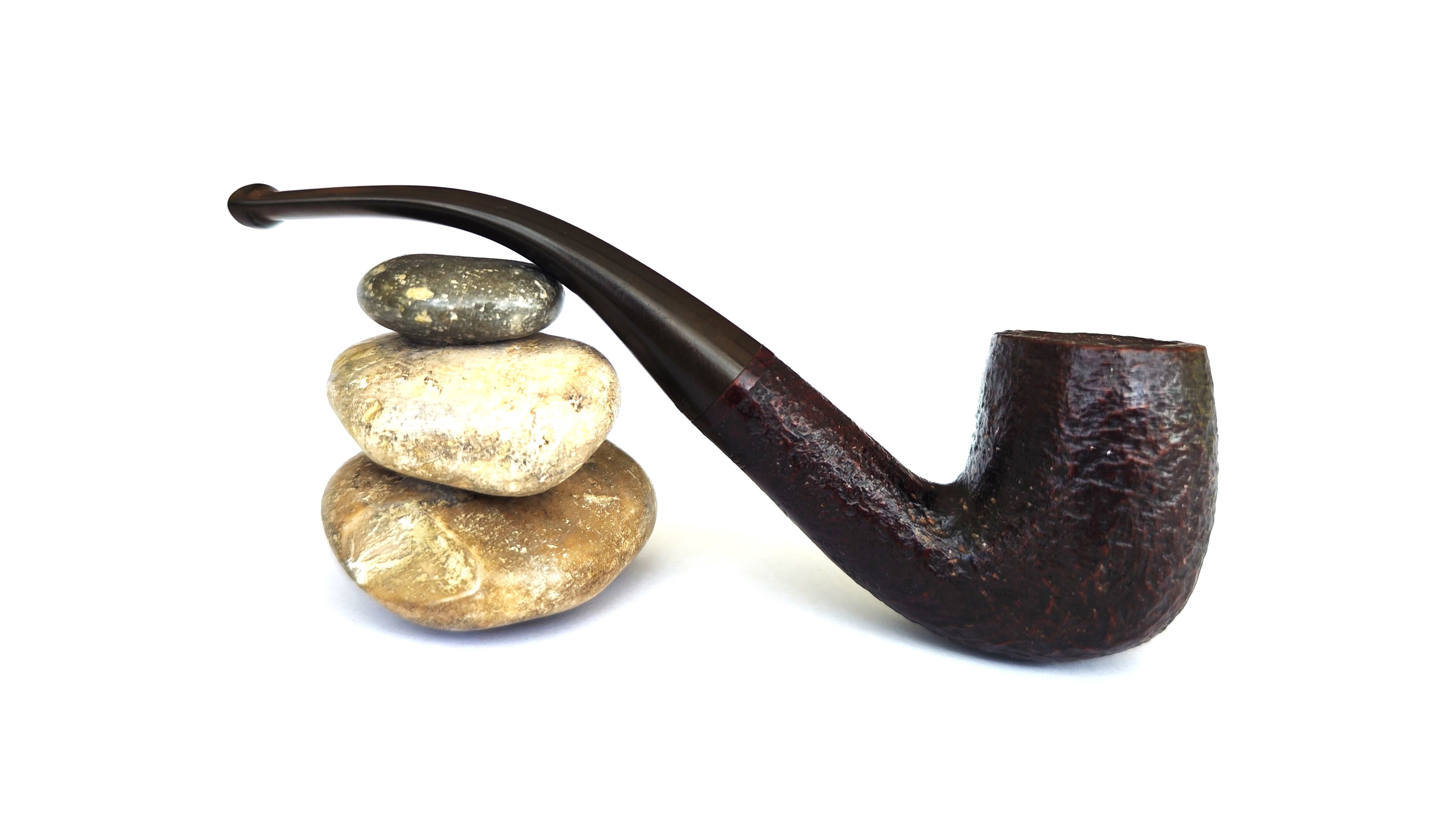Sasieni Four Dot "Ruff Root" Dark – Vintage Bent Billiard Estate Pipe