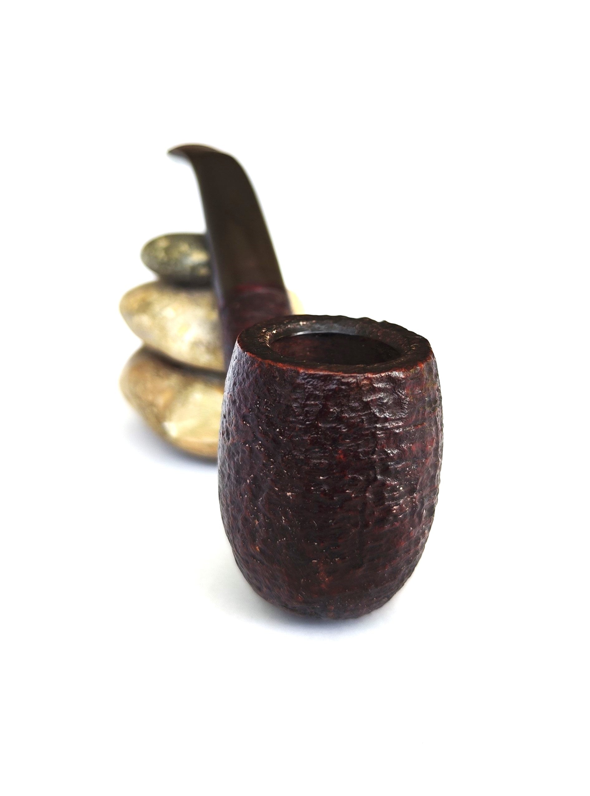 Sasieni Four Dot "Ruff Root" Dark – Vintage Bent Billiard Estate Pipe