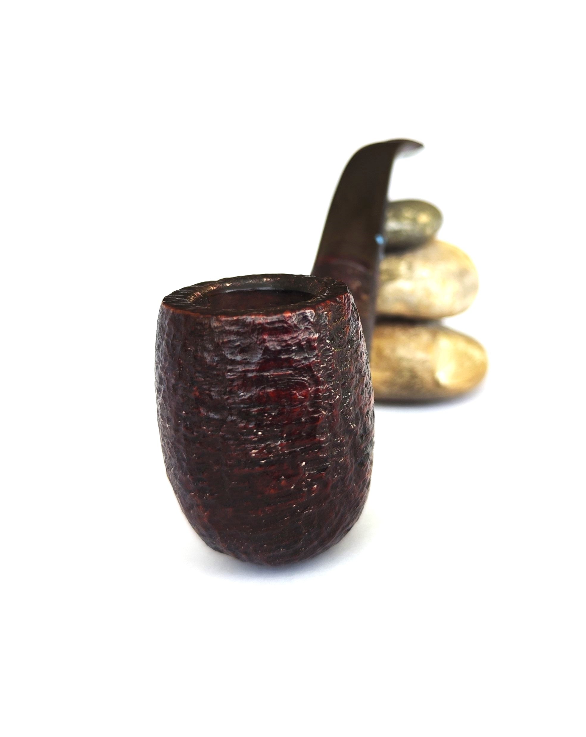 Sasieni Four Dot "Ruff Root" Dark – Vintage Bent Billiard Estate Pipe
