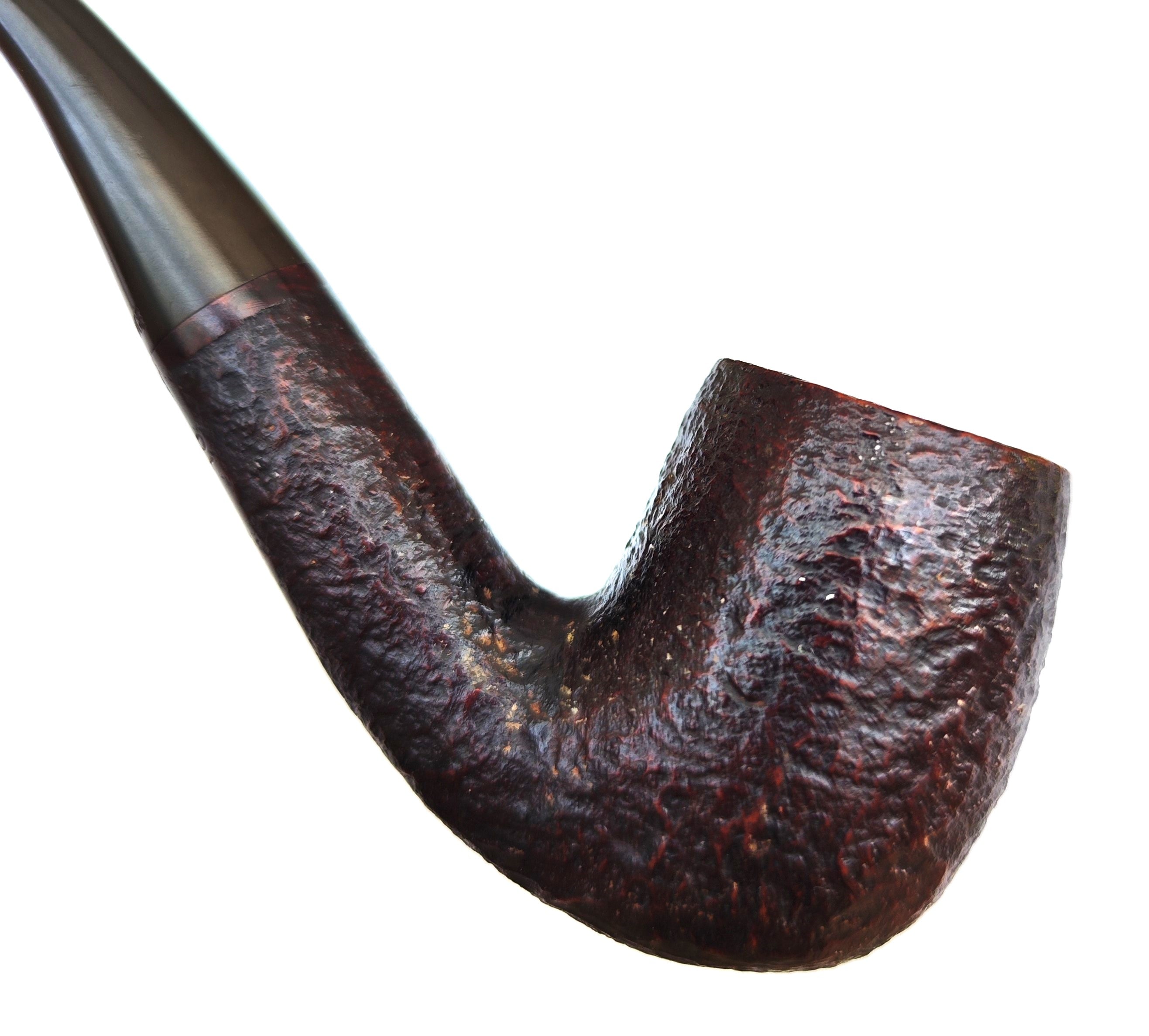 Sasieni Four Dot "Ruff Root" Dark – Vintage Bent Billiard Estate Pipe