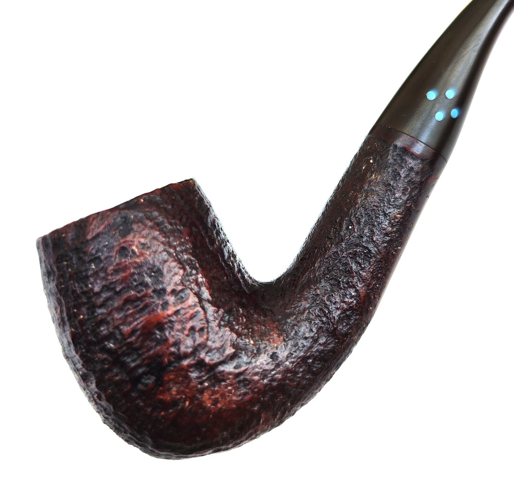 Sasieni Four Dot "Ruff Root" Dark – Vintage Bent Billiard Estate Pipe