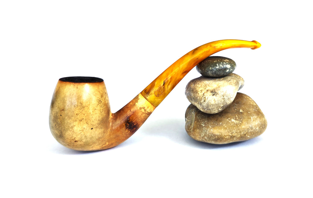 Block Meerschaum - Bent Billiard Estate Pipe With Original Case
