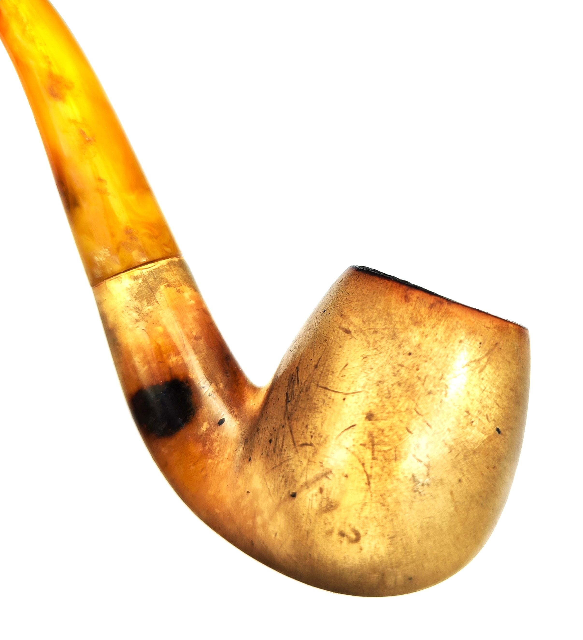 Block Meerschaum - Bent Billiard Estate Pipe With Original Case