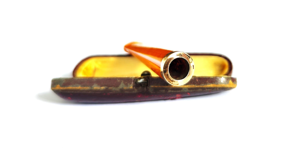 Vintage Amber & Sterling Silver Cigarette Holder
