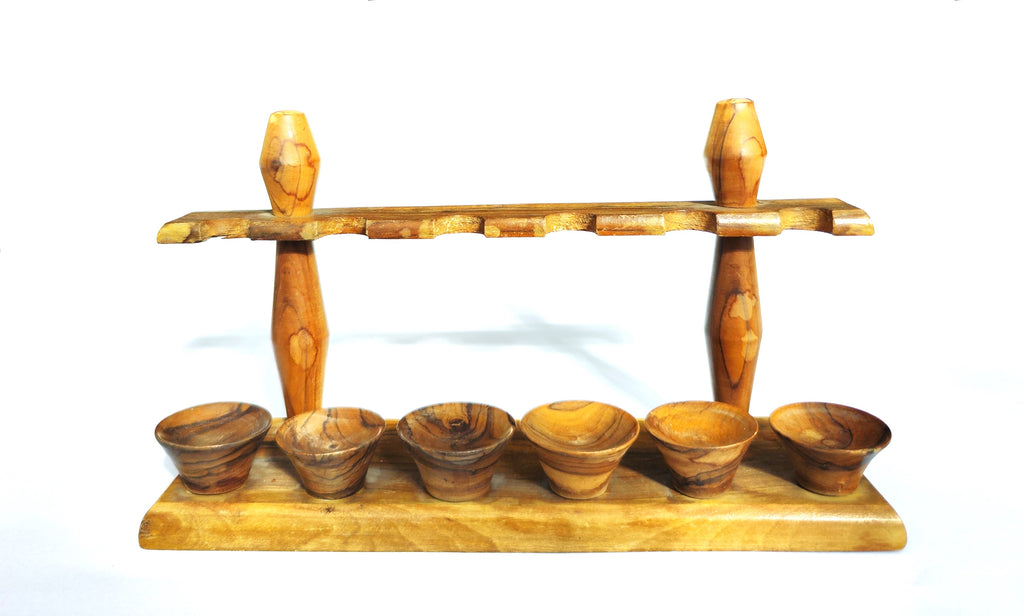 Vintage Chen Olive Wood 6-Pipe Rack – Crafted in Israel