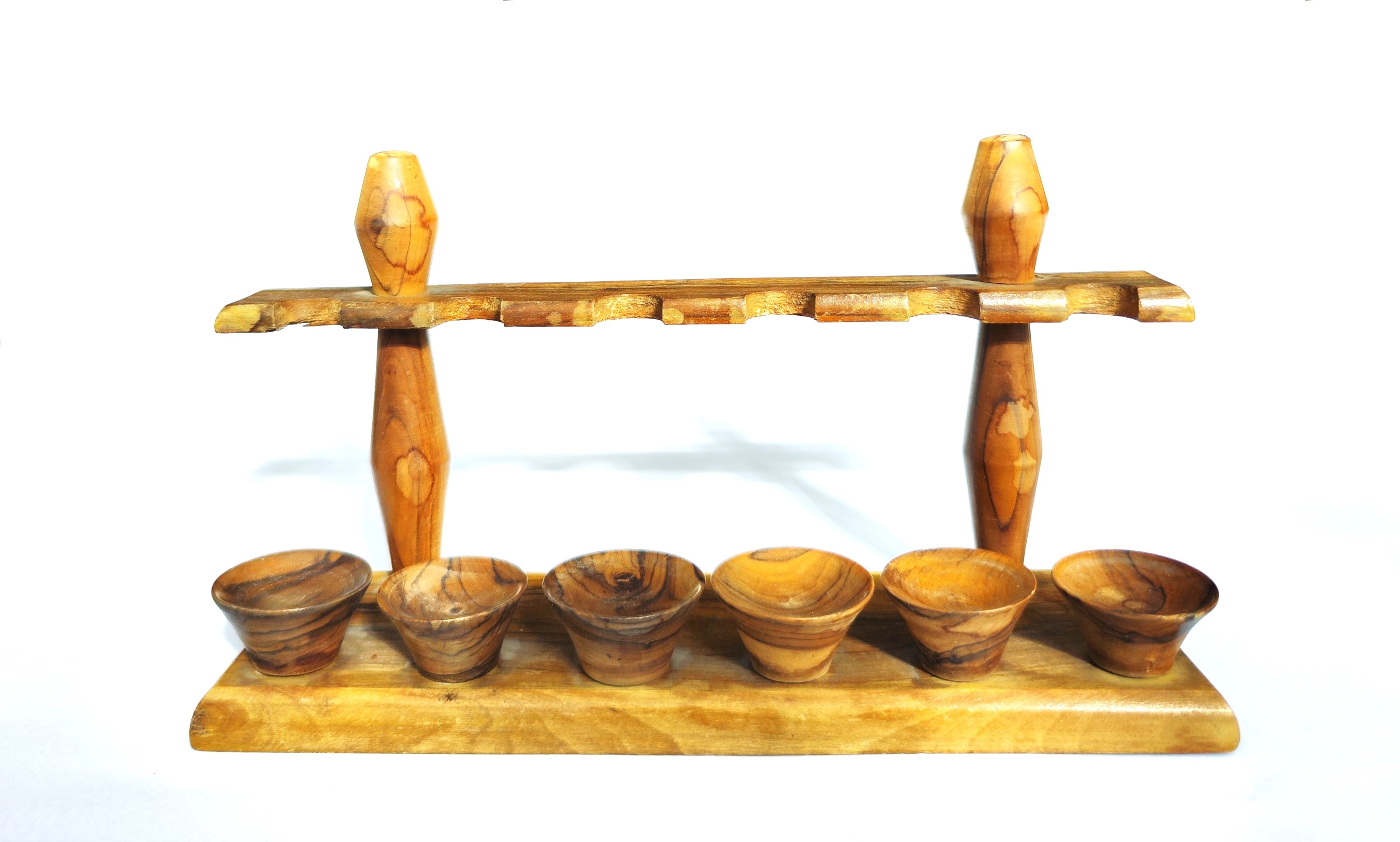 Vintage Chen Olive Wood 6-Pipe Rack – Crafted in Israel