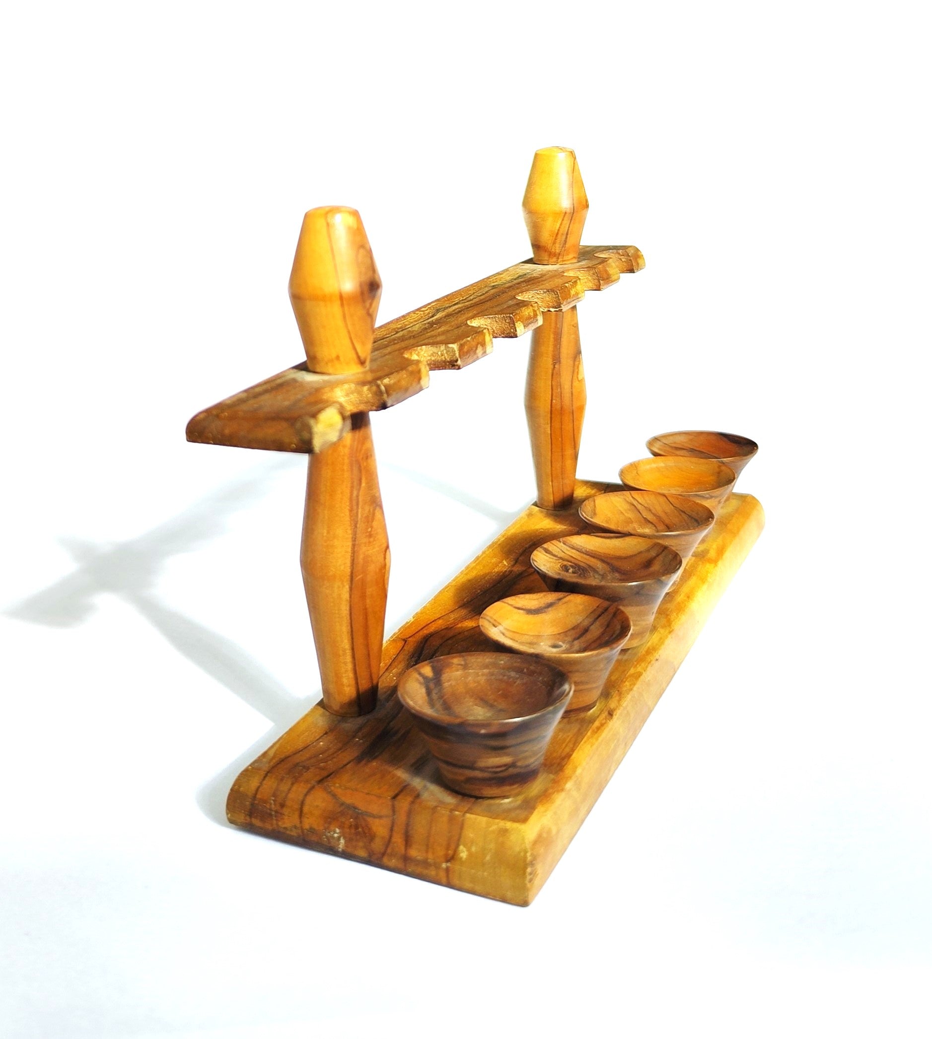 Vintage Chen Olive Wood 6-Pipe Rack – Crafted in Israel