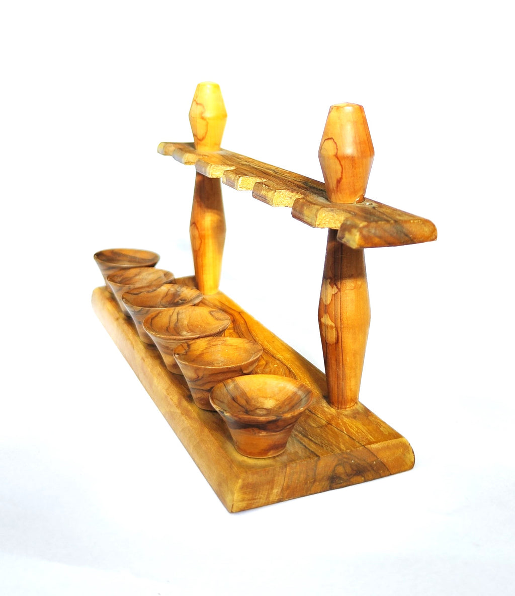 Vintage Chen Olive Wood 6-Pipe Rack – Crafted in Israel