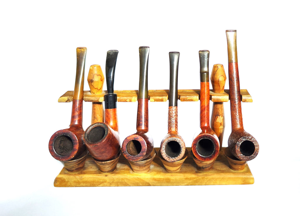 Vintage Chen Olive Wood 6-Pipe Rack – Crafted in Israel