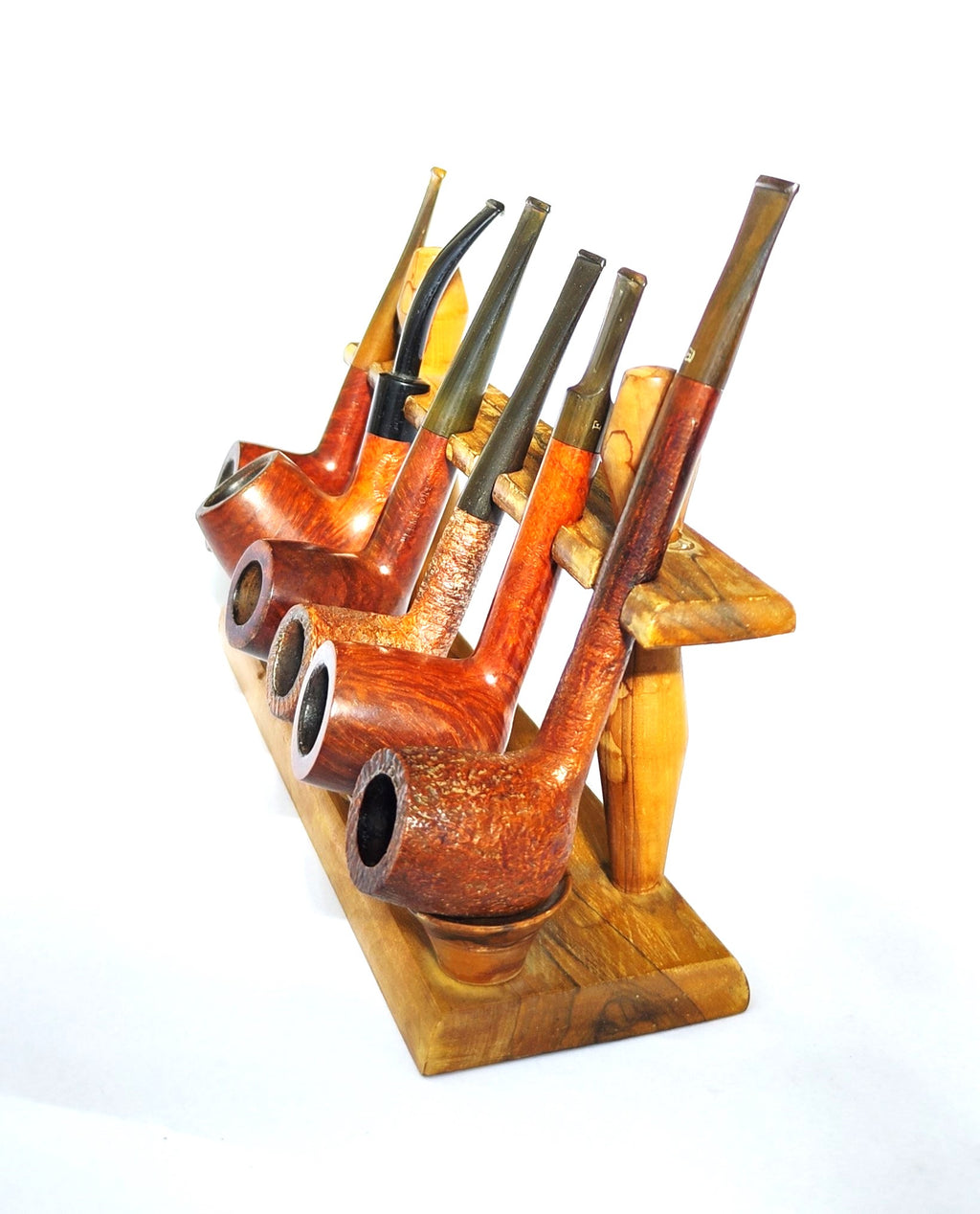 Vintage Chen Olive Wood 6-Pipe Rack – Crafted in Israel