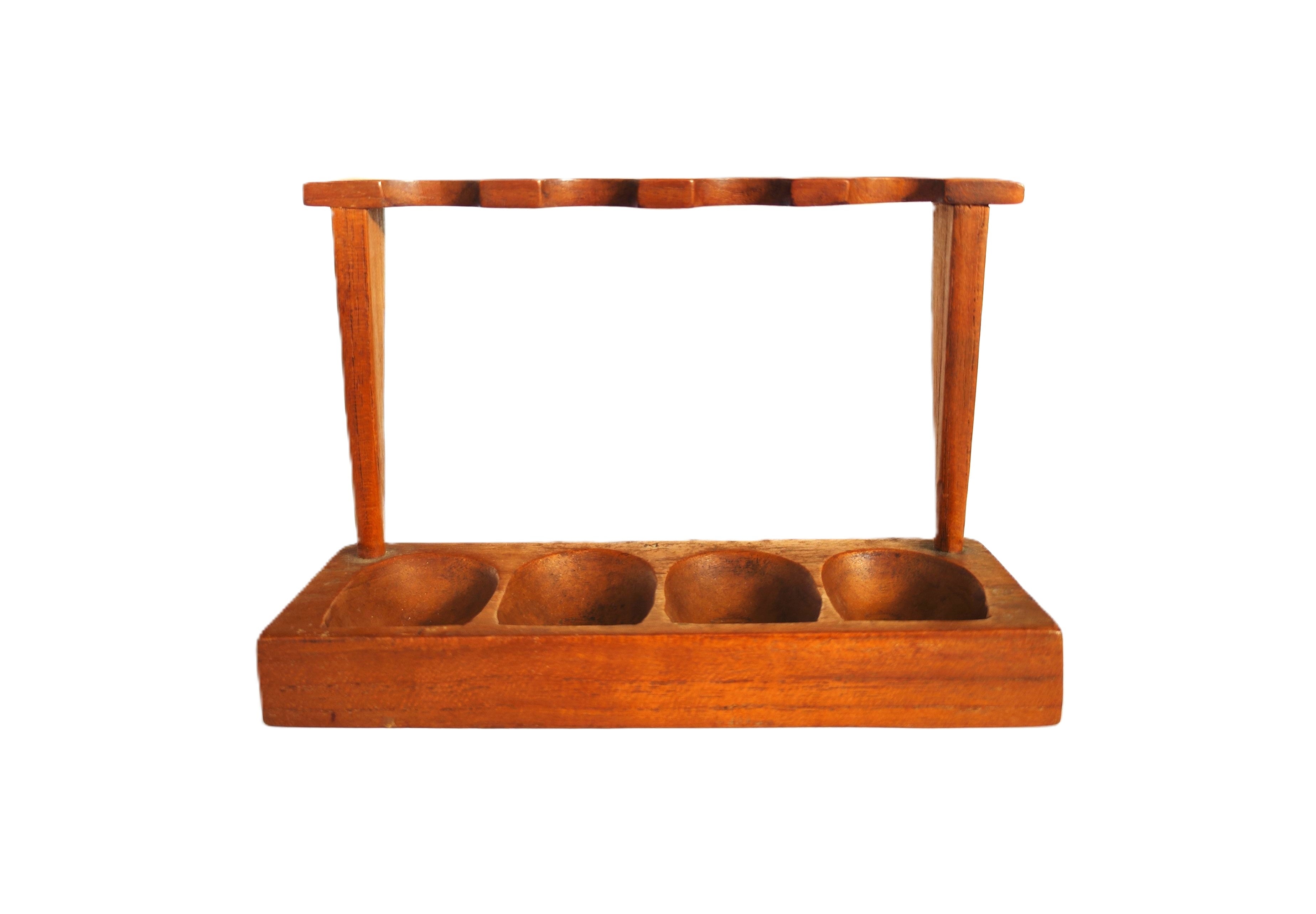 Vintage Wooden 4-Slot Pipe Display Stand