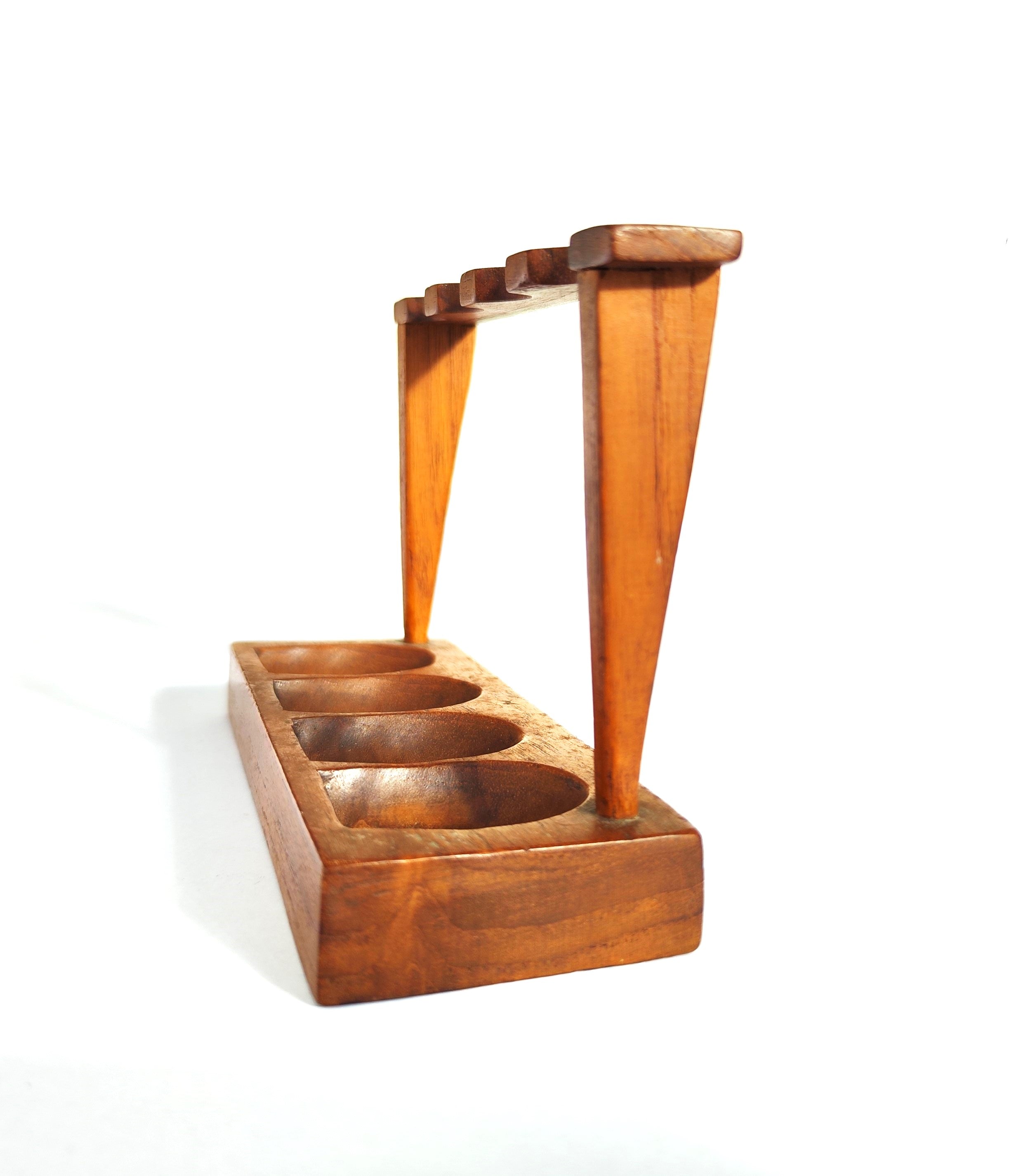 Vintage Wooden 4-Slot Pipe Display Stand