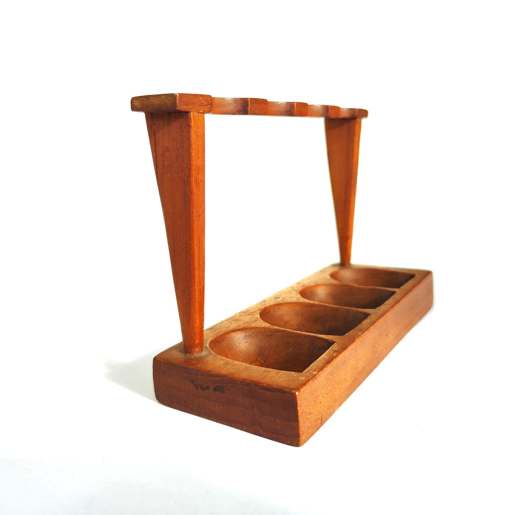 Vintage Wooden 4-Slot Pipe Display Stand