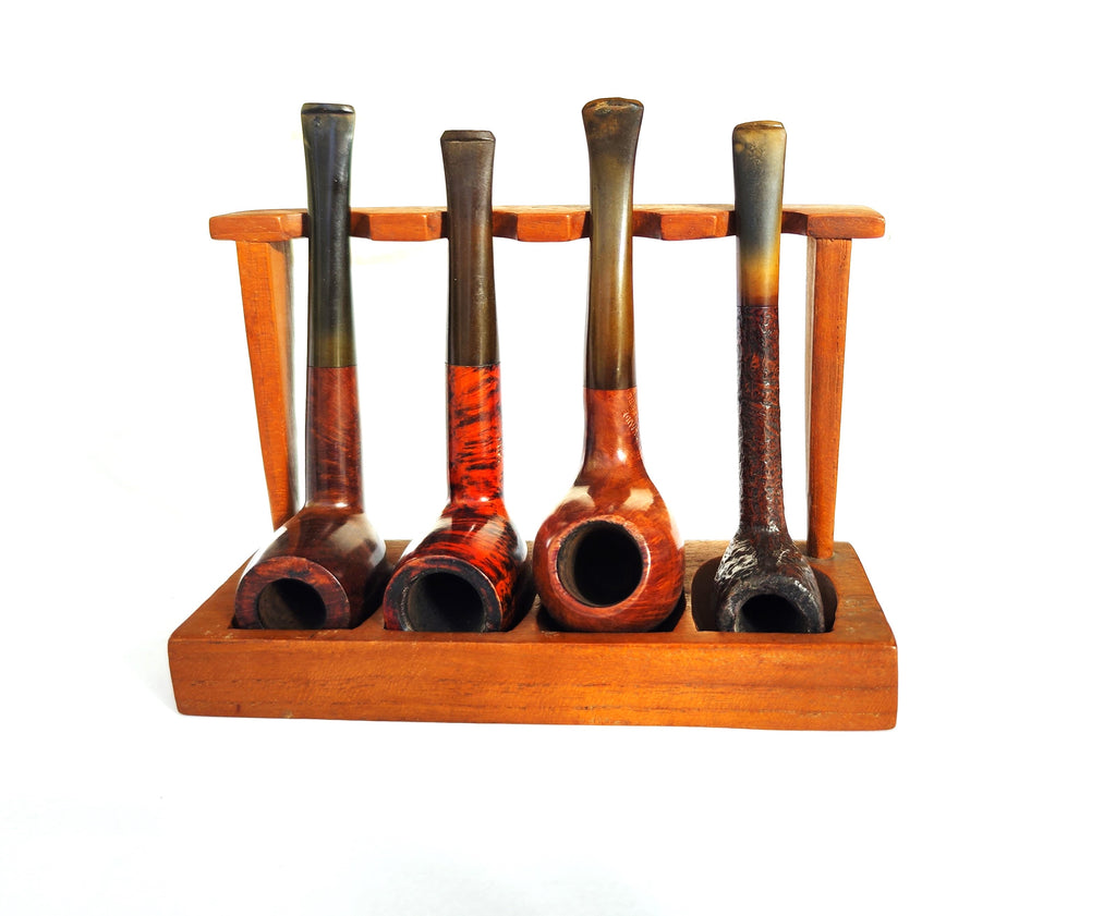 Vintage Wooden 4-Slot Pipe Display Stand
