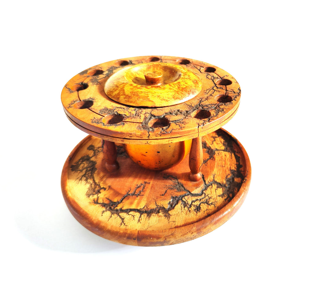 Lichtenberg Fractal Pipe Carousel | Handcrafted 12-Slot Rotating Stand