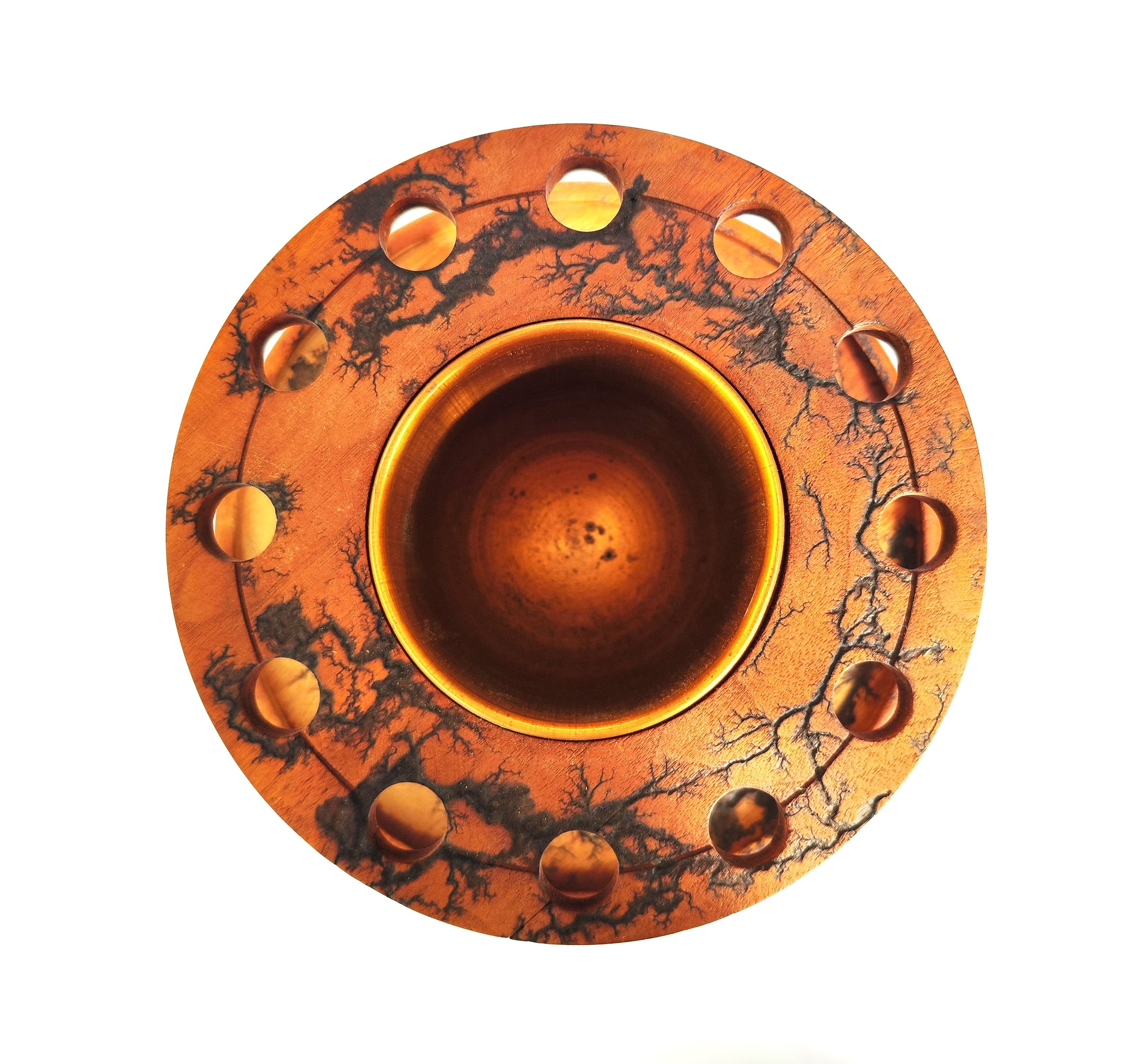 Lichtenberg Fractal Pipe Carousel | Handcrafted 12-Slot Rotating Stand