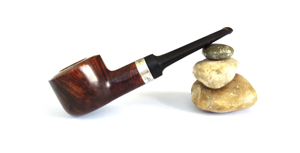 LHS Sterncrest: Unsmoked Vintage Stout Pot with Sterling Silver Band Estate Pipe