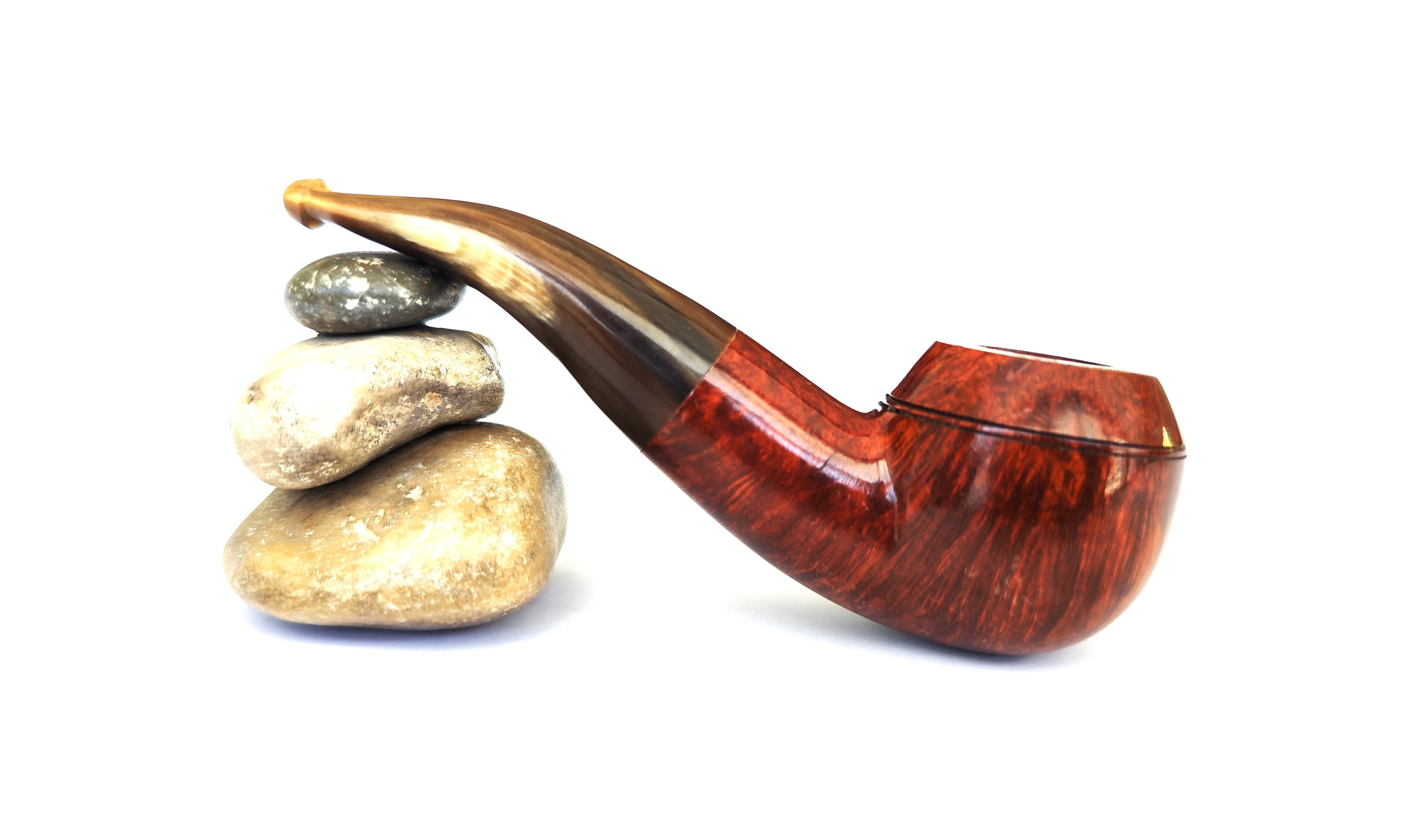 Unsmoked Vintage Bruyère "Extra" – Bent Rhodesian with Horn Stem Estate Pipe