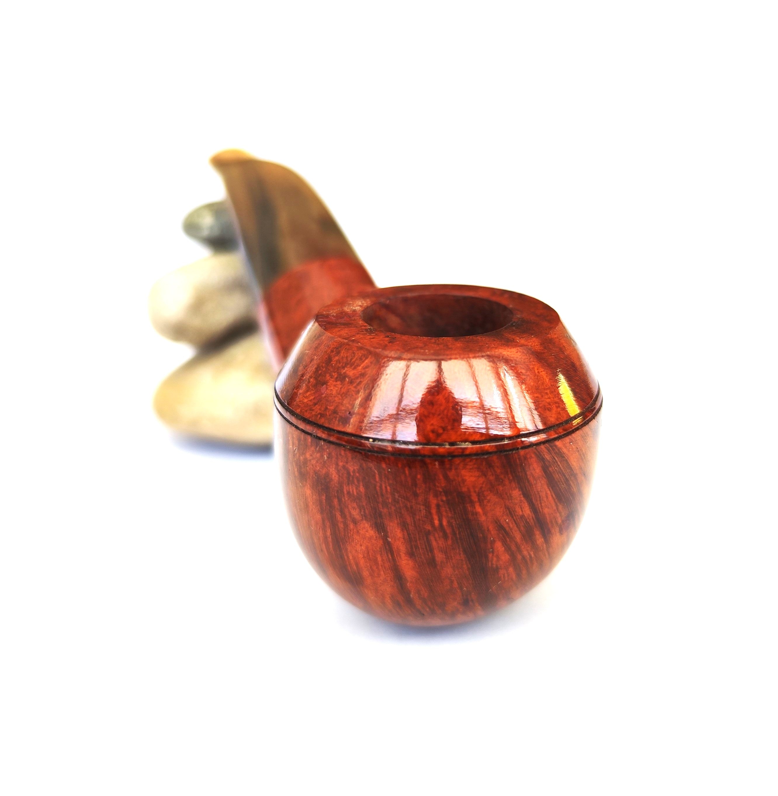 Unsmoked Vintage Bruyère "Extra" – Bent Rhodesian with Horn Stem Estate Pipe