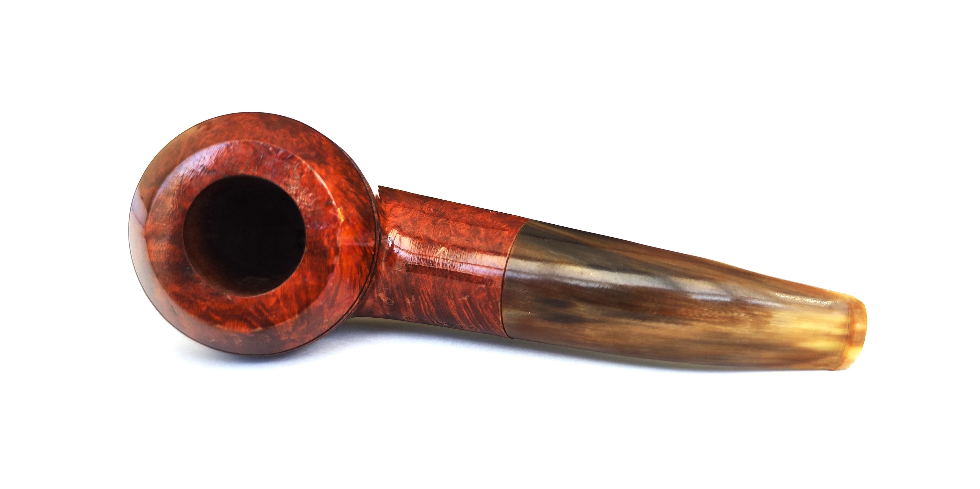 Unsmoked Vintage Bruyère "Extra" – Bent Rhodesian with Horn Stem Estate Pipe