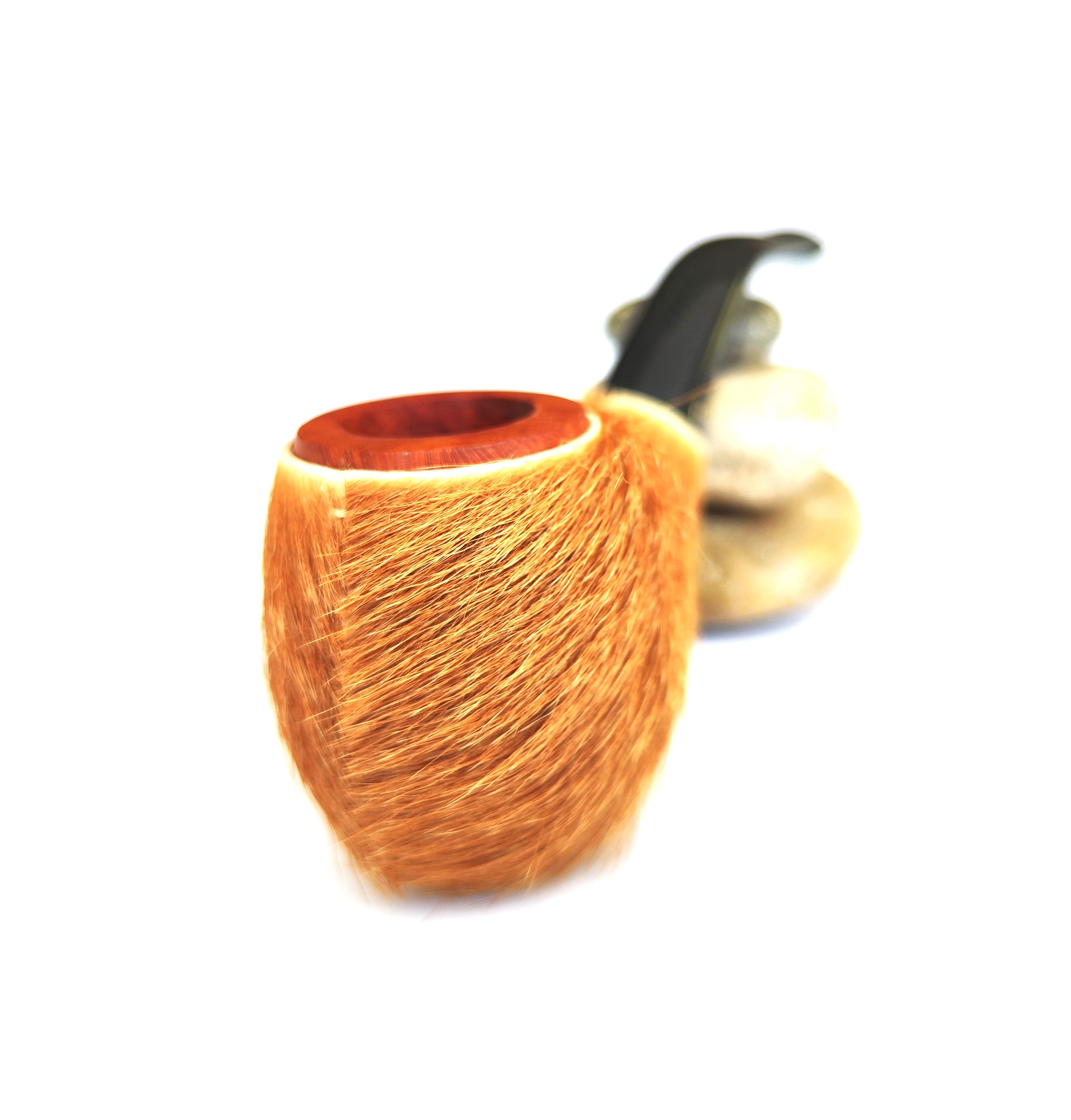 Unsmoked Vintage Lamboley France Pony Fur Clad Bent Billiard Pipe