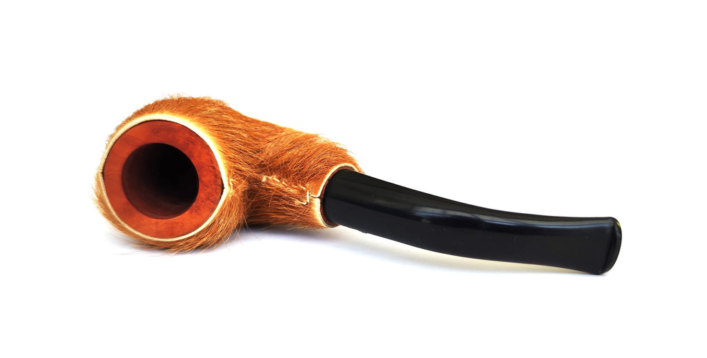 Unsmoked Vintage Lamboley France Pony Fur Clad Bent Billiard Pipe