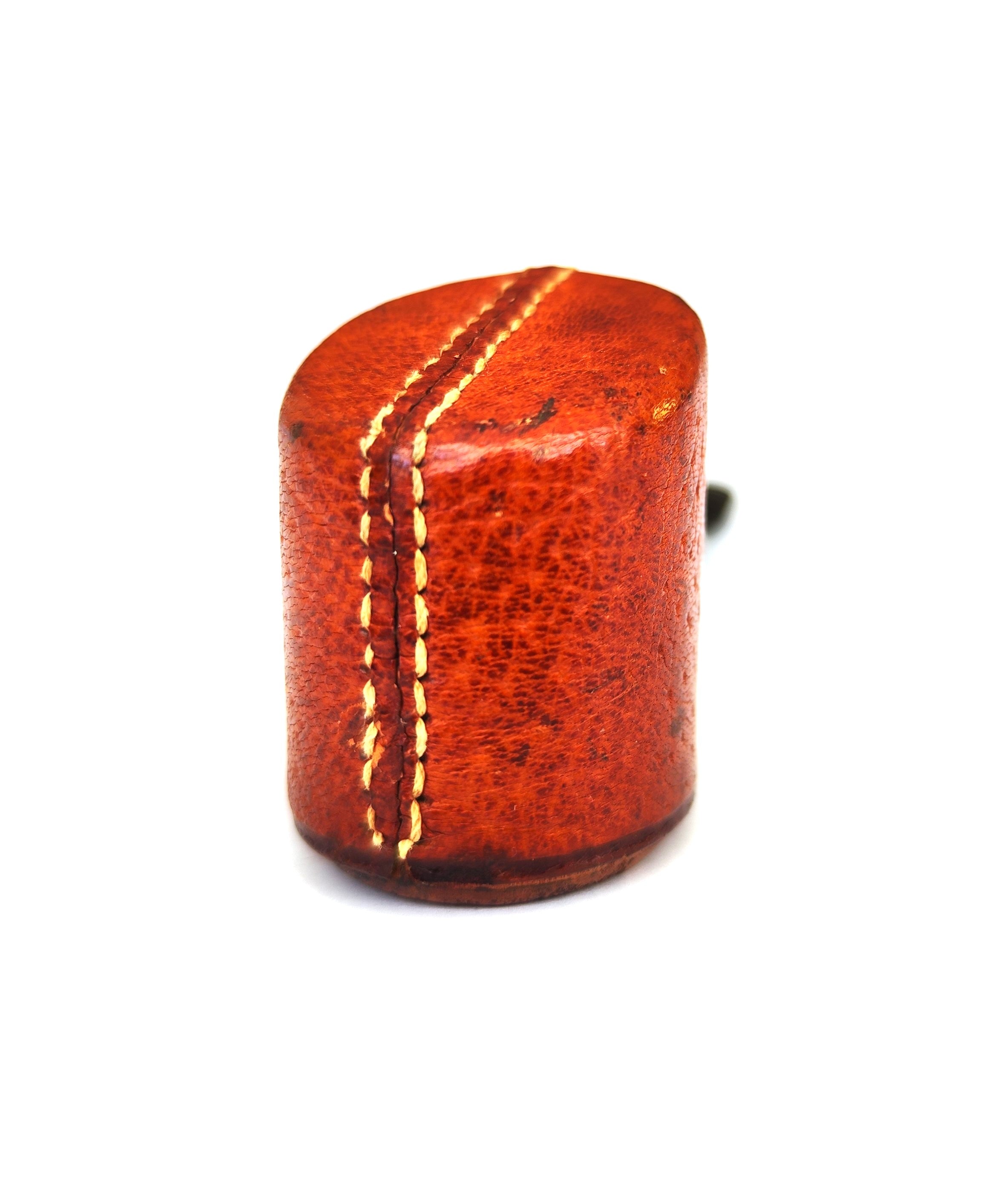 Vintage Ropp Tourist (5) Leather-Clad Bent Poker Estate Pipe