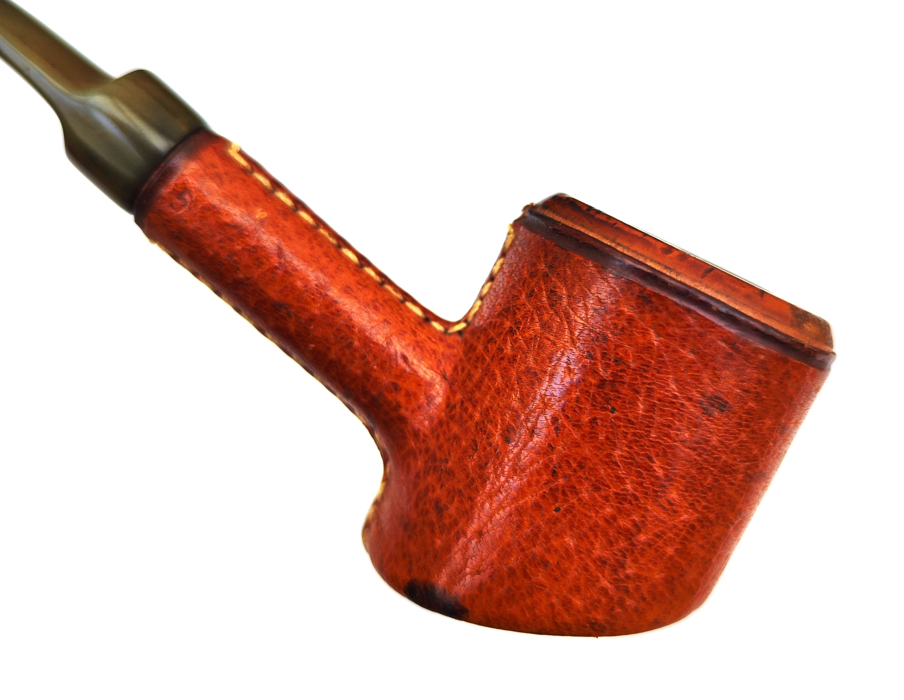 Vintage Ropp Tourist (5) Leather-Clad Bent Poker Estate Pipe