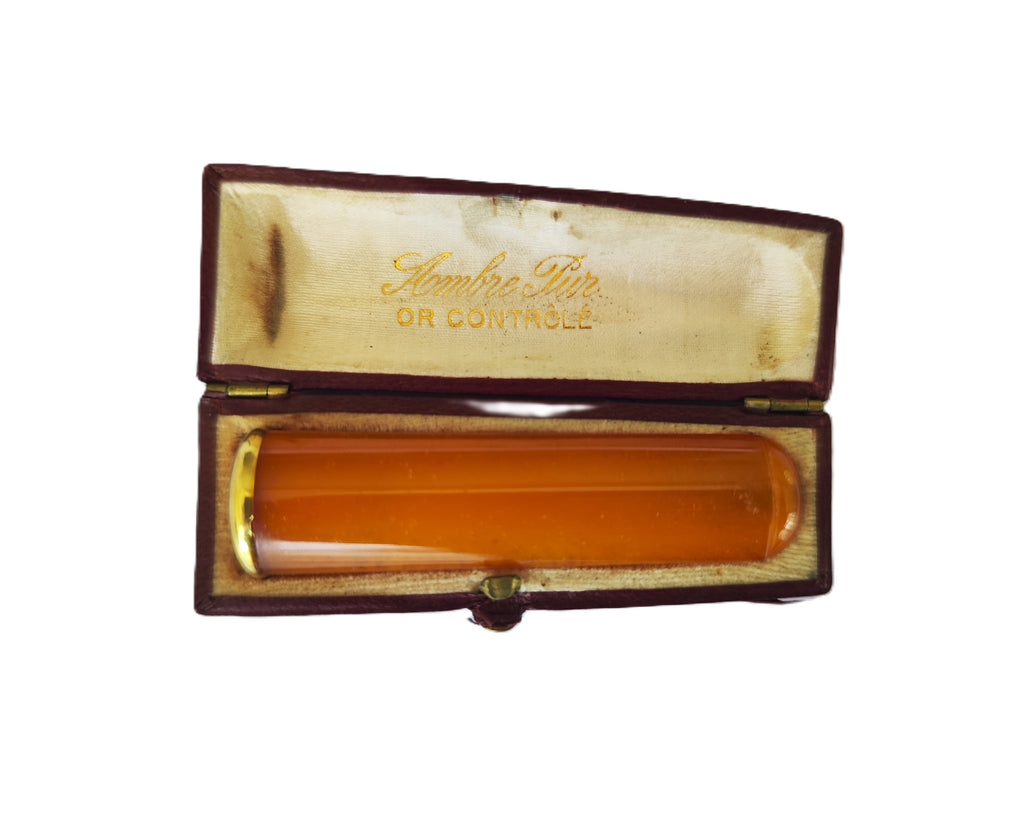 Vintage Amber & 18K Gold Cigar Holder – "Ambre Pur"