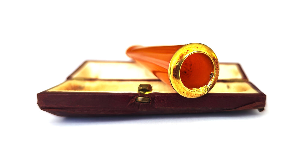 Vintage Amber & 18K Gold Cigar Holder – "Ambre Pur"