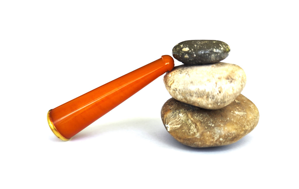 Vintage Amber & 18K Gold Cigar Holder – "Ambre Pur"