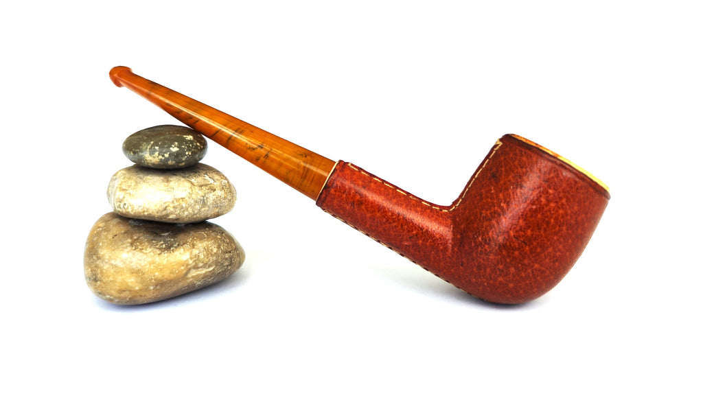 Vintage Leather-Clad Block Meerschaum Pipe | Classic Billiard Estate Pipe
