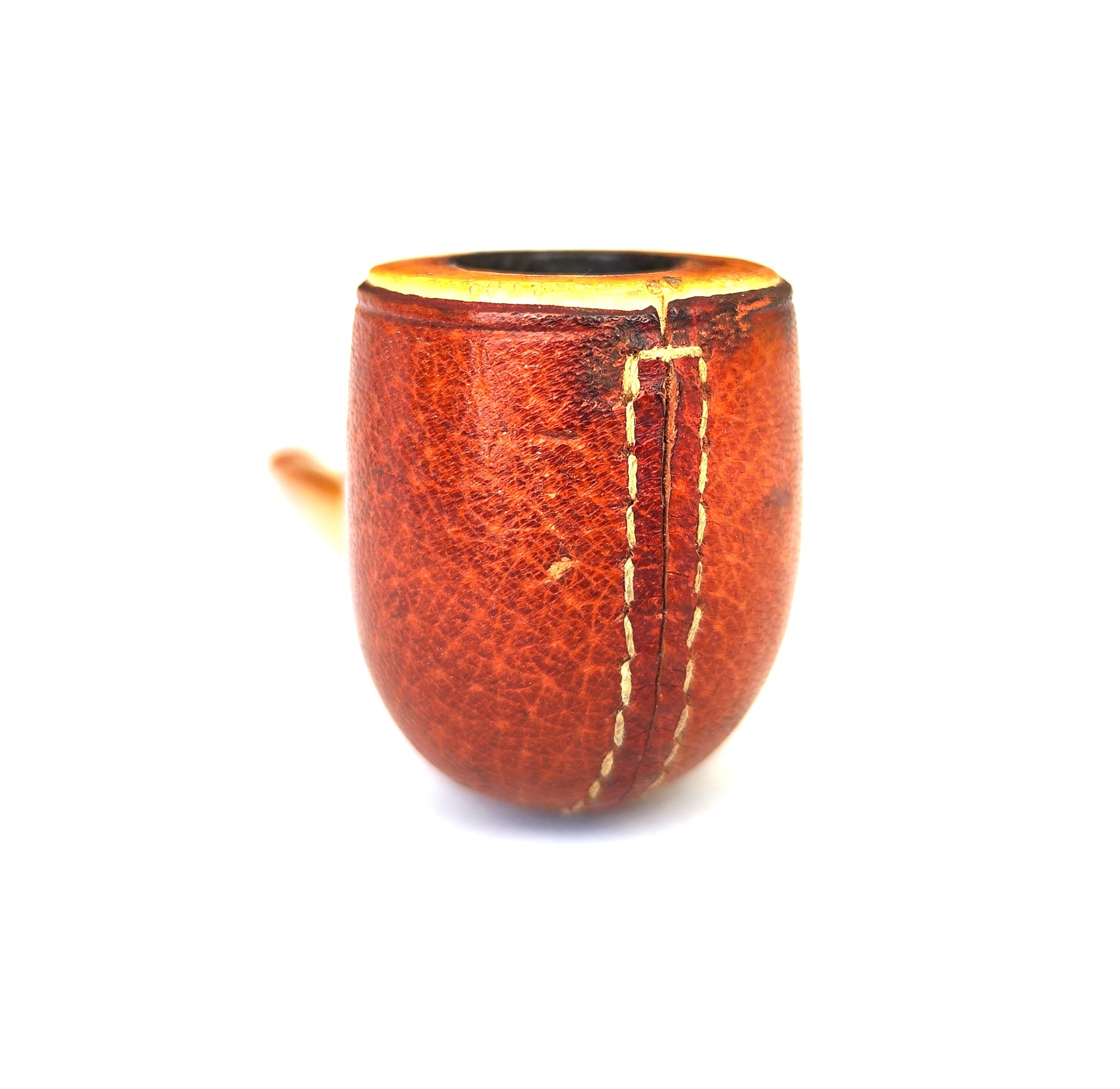 Vintage Leather-Clad Block Meerschaum Pipe | Classic Billiard Estate Pipe
